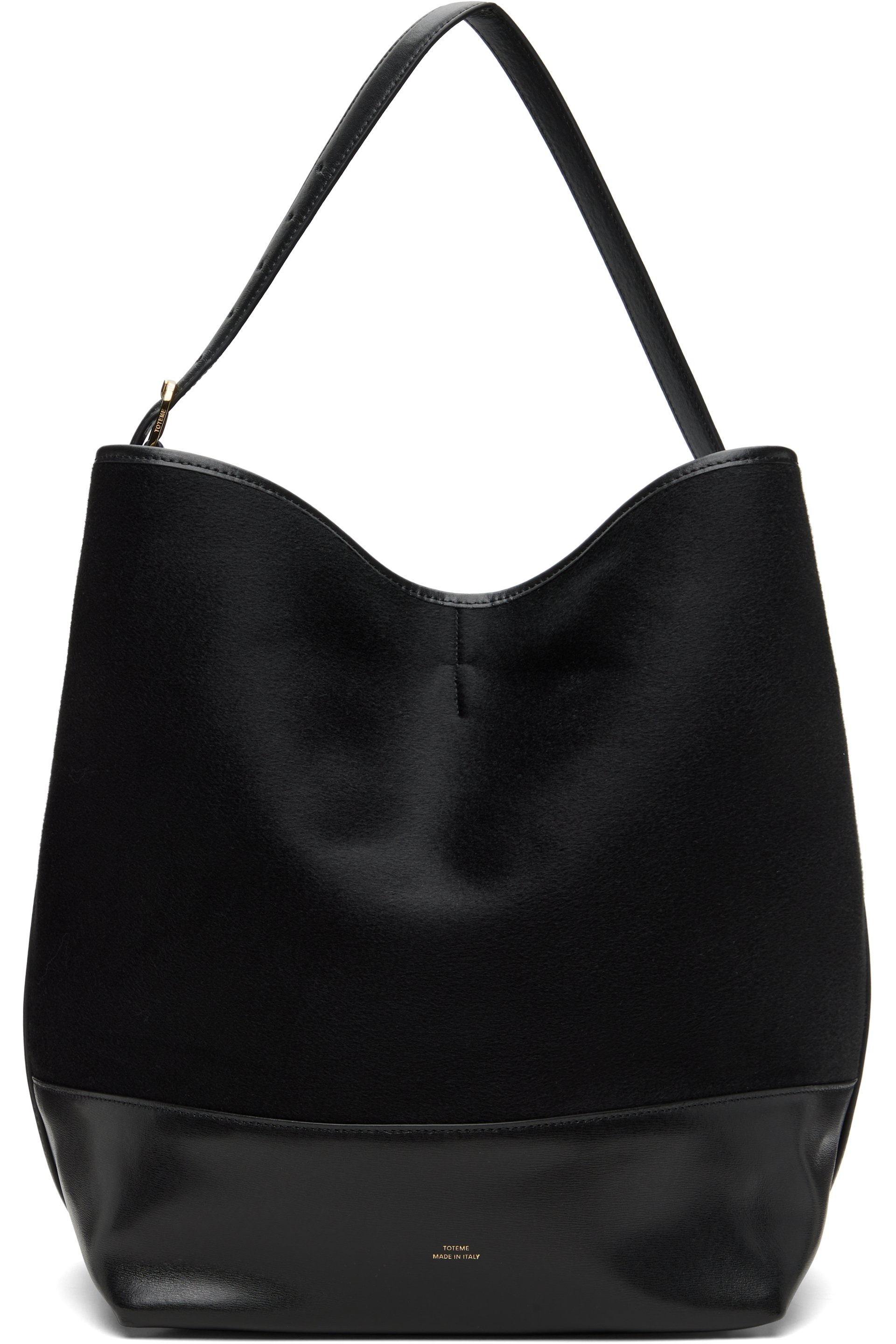 TOTEME - Cabas noir en laine double face à anse de style ceinture