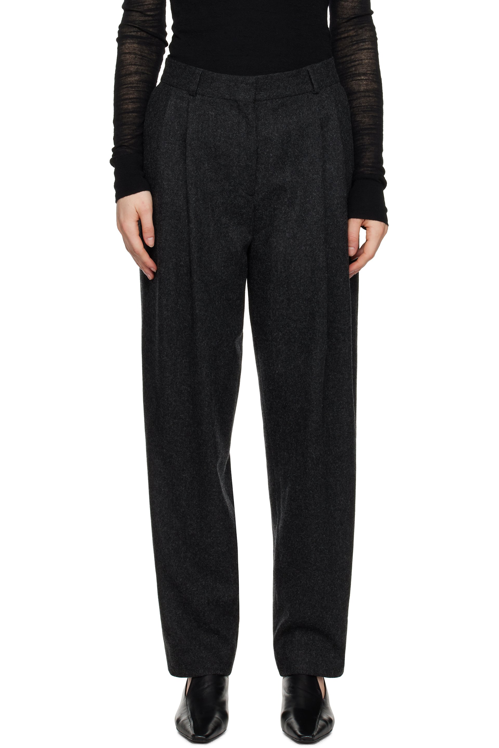 TOTEME - Pantalon façon tailleur gris à plis