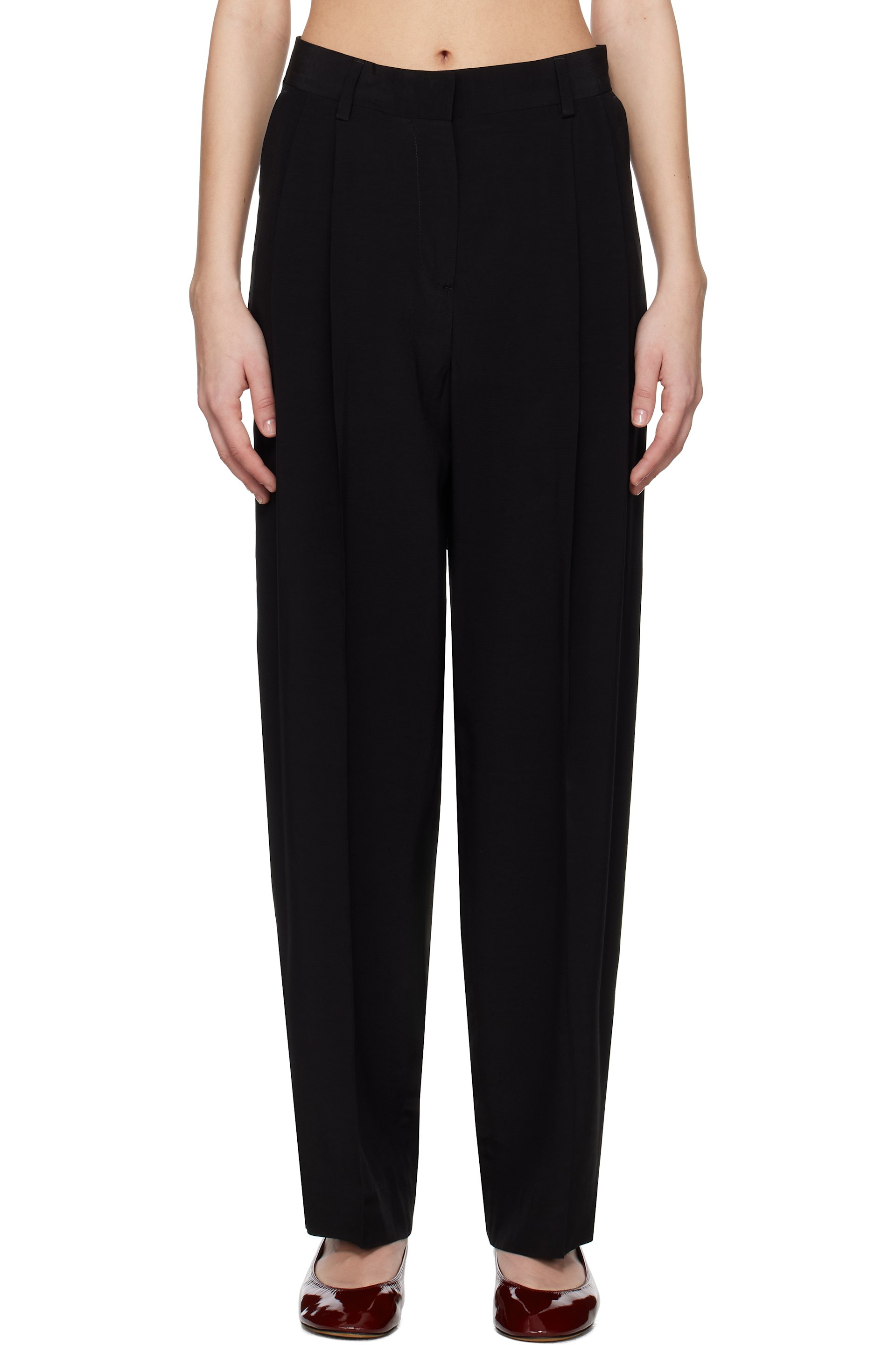 TOTEME - Pantalon droit noir à plis