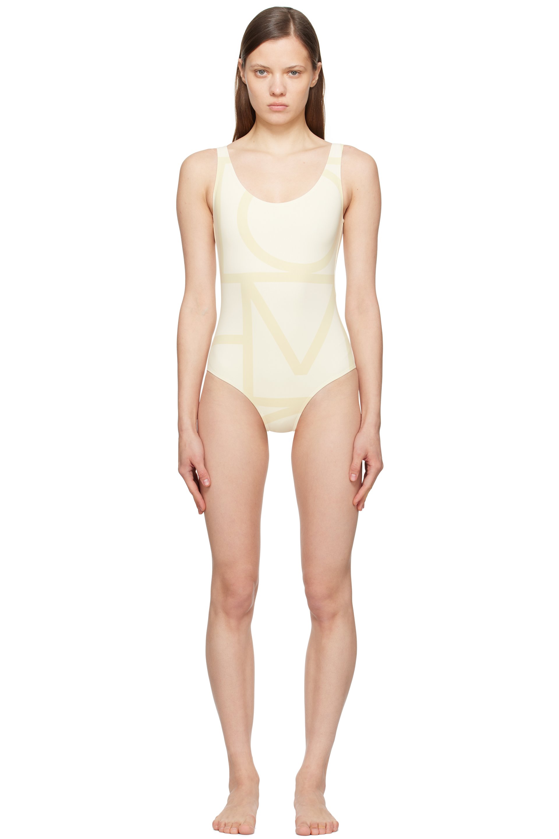 TOTEME - Maillot de bain blanc cassé à monogrammes