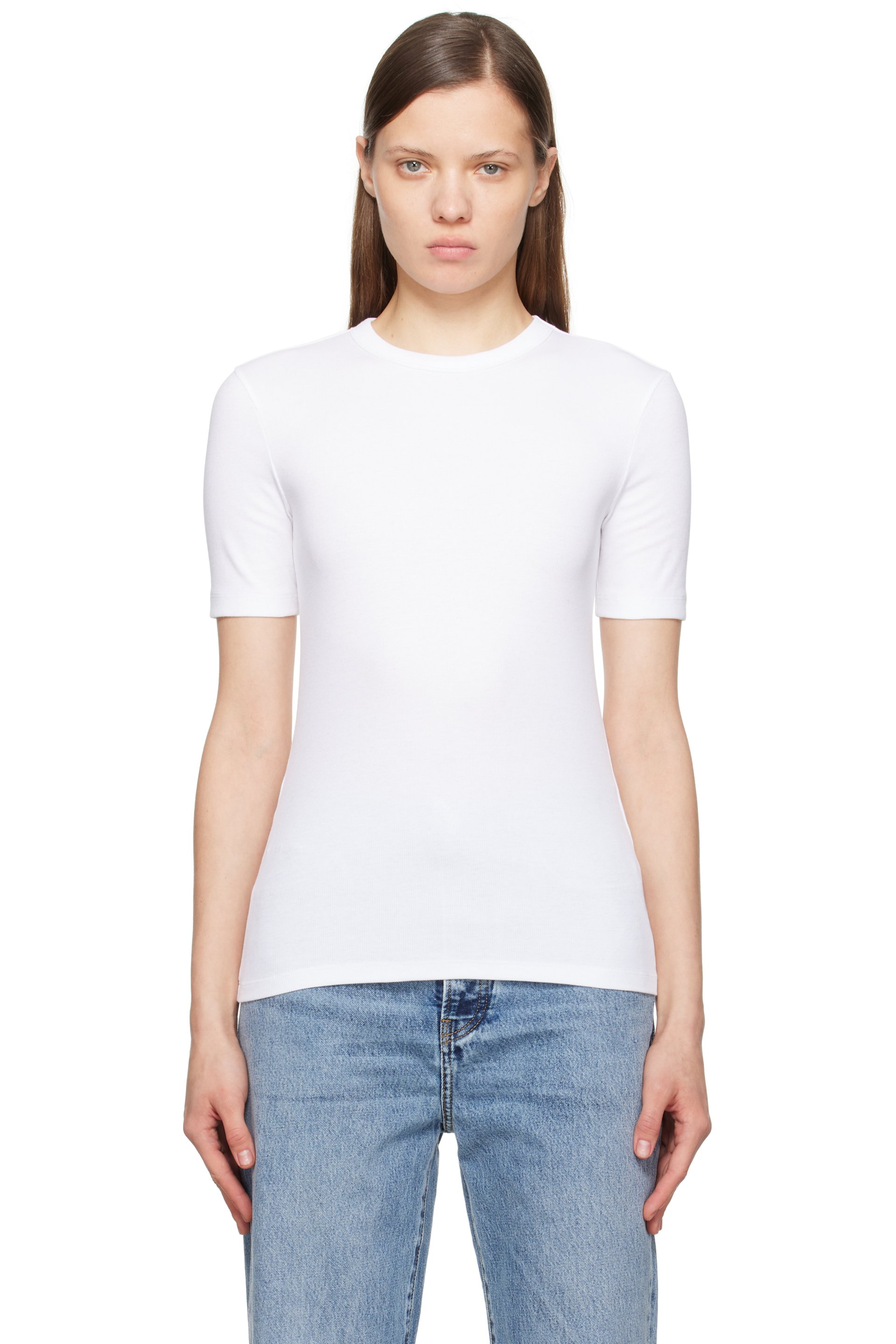 TOTEME - T-shirt blanc en jersey côtelé