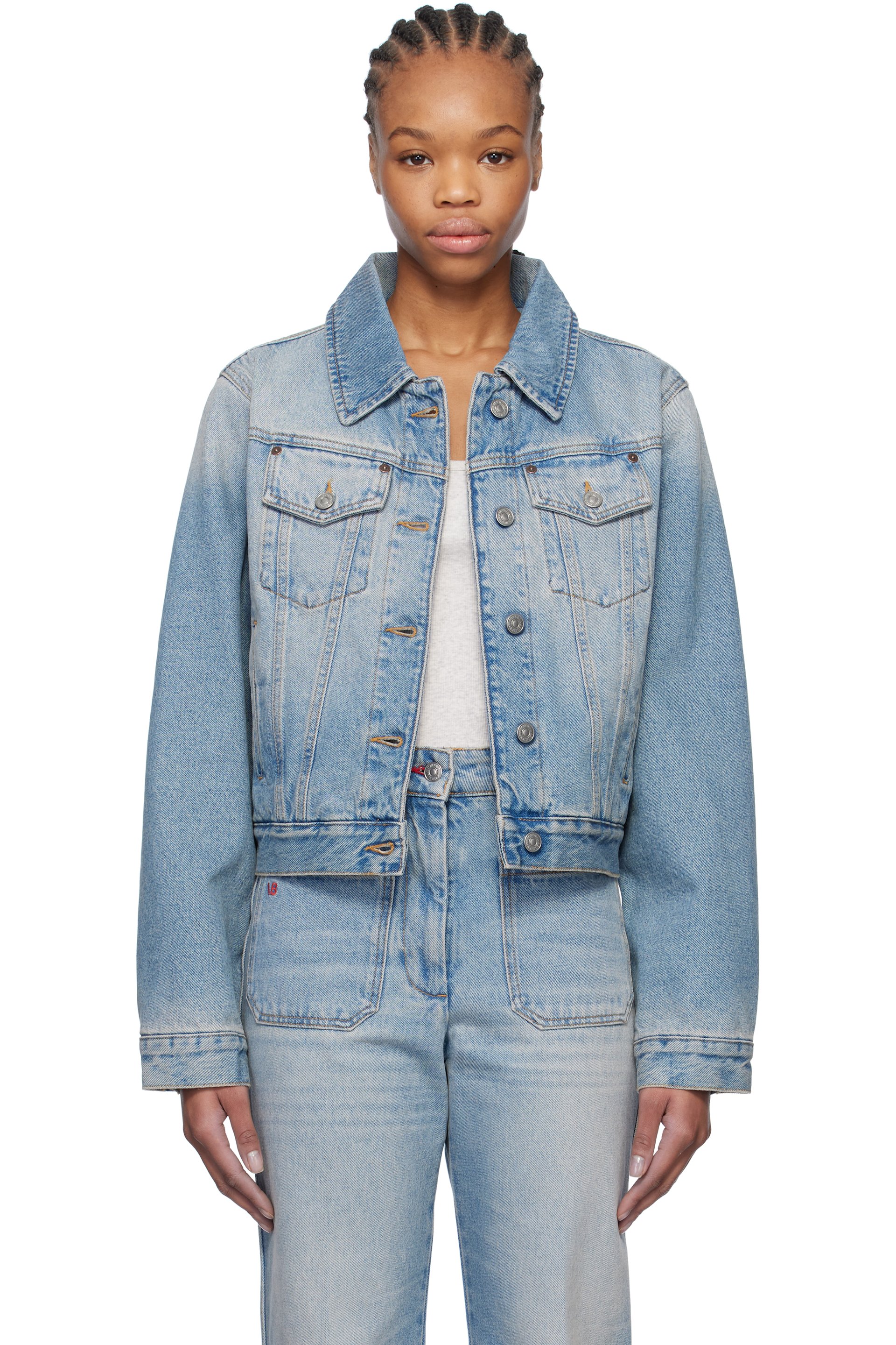 Victoria Beckham - Blouson rembourré bleu en denim