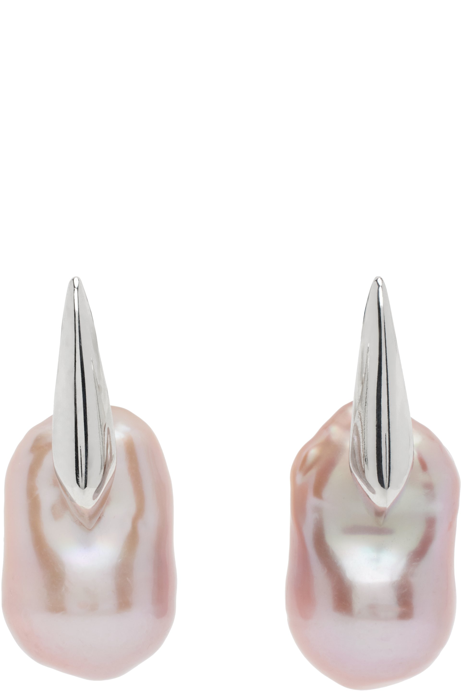 Bottega Veneta - Petites boucles d'oreilles argenté et rose à perle