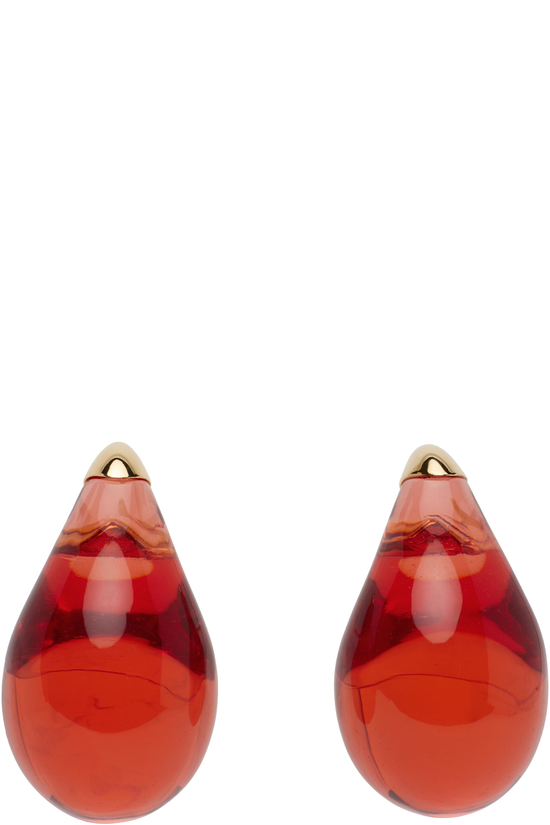 Bottega Veneta - Petites boucles d'oreilles en forme de goutte doré et rouge