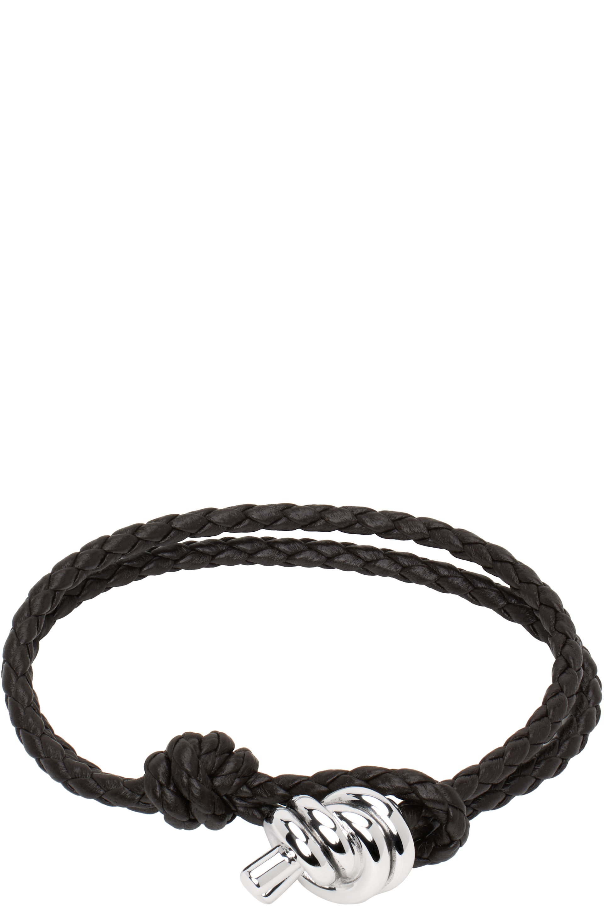 Bottega Veneta - Bracelet brun en cuir à ornement noué