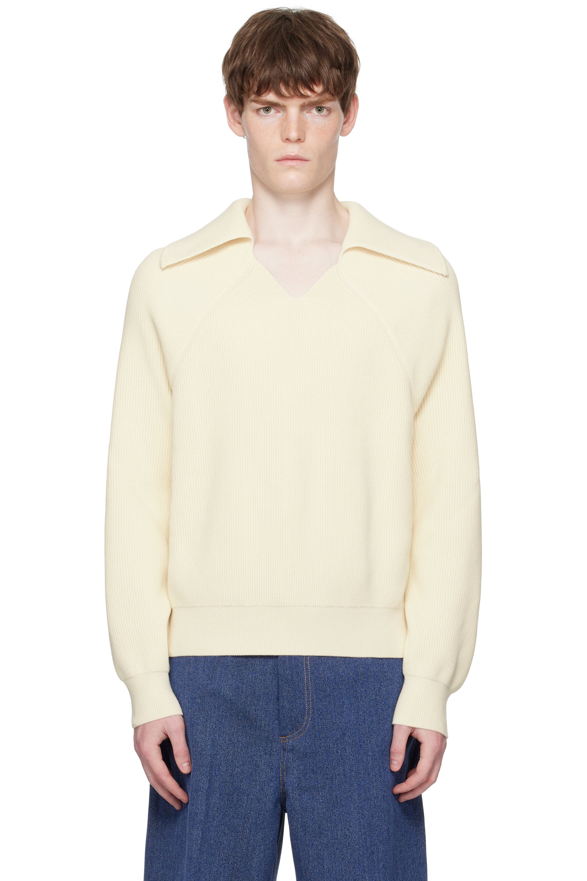 Bottega Veneta: Off-White English Rib Sweater | SSENSE