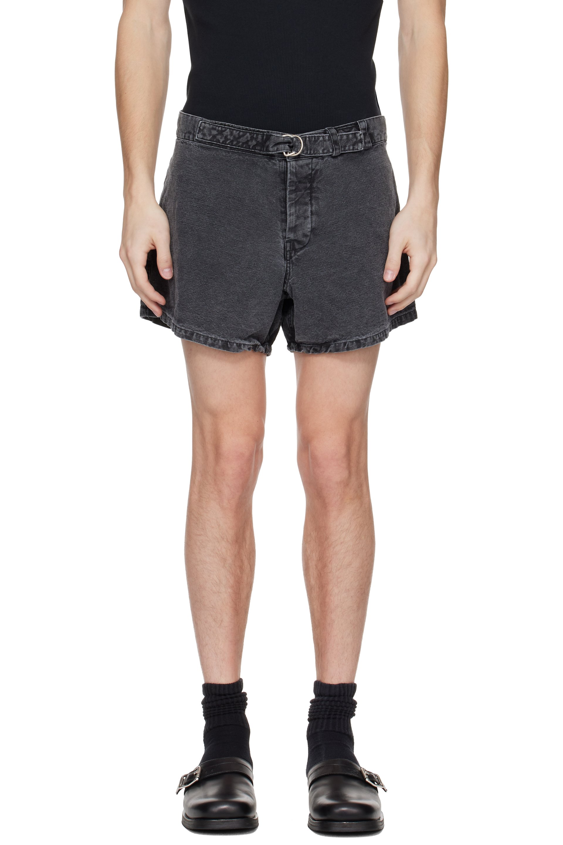 OUR LEGACY: Gray Oyster Trunk Denim Shorts | SSENSE