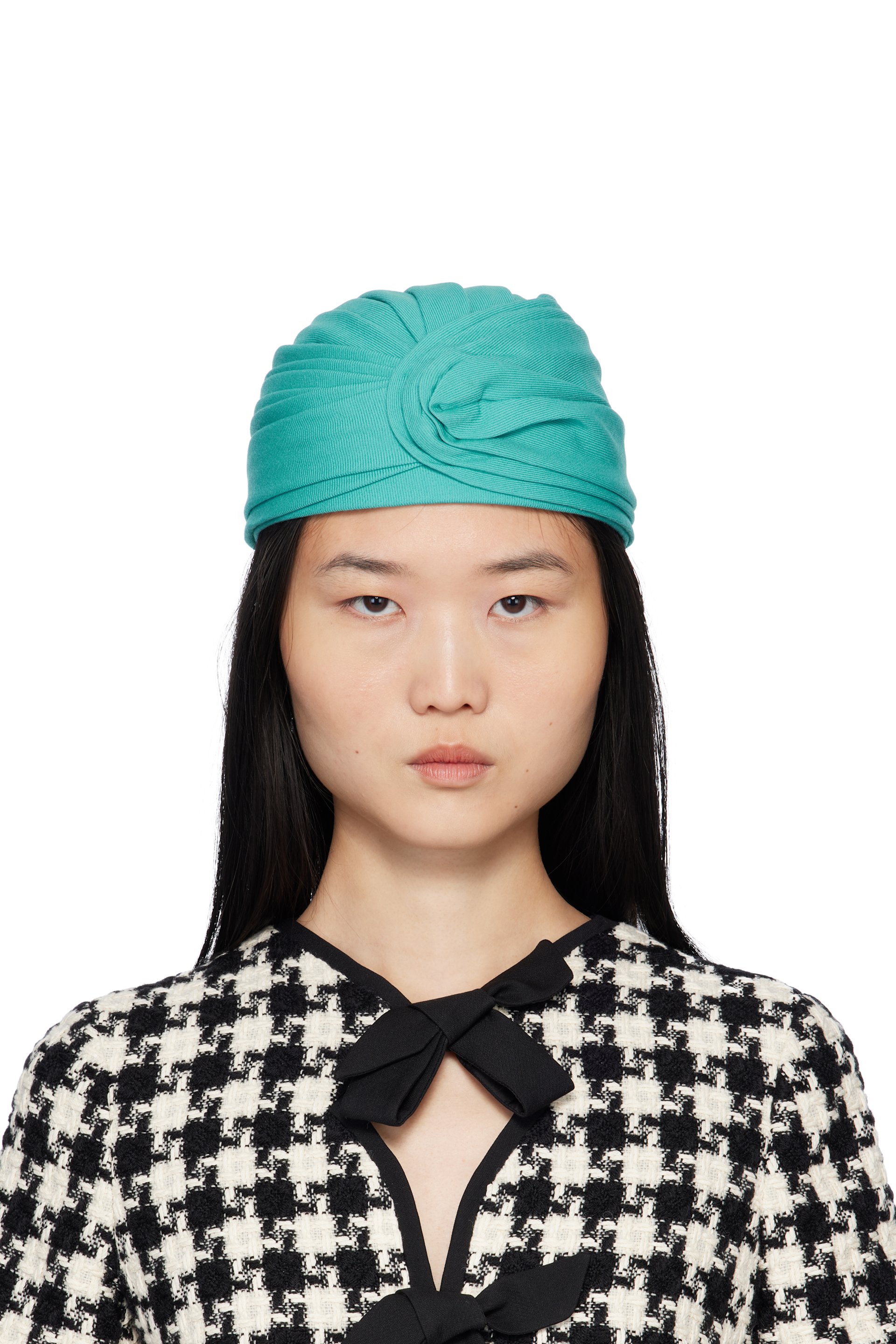 Valentino Garavani - Bandeau de style turban structuré bleu en laine