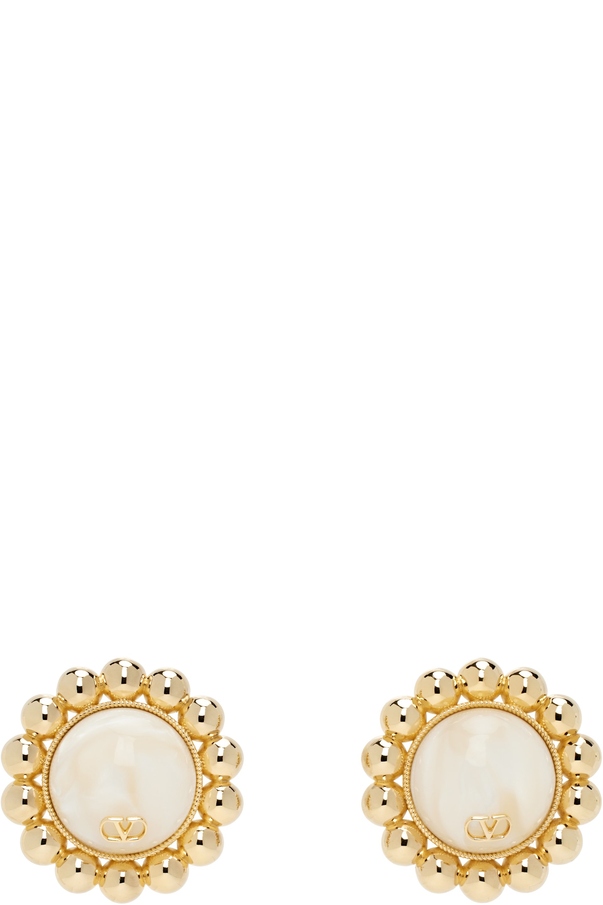 Valentino Garavani - Boucles d'oreilles Pas plus doré et blanc cassé