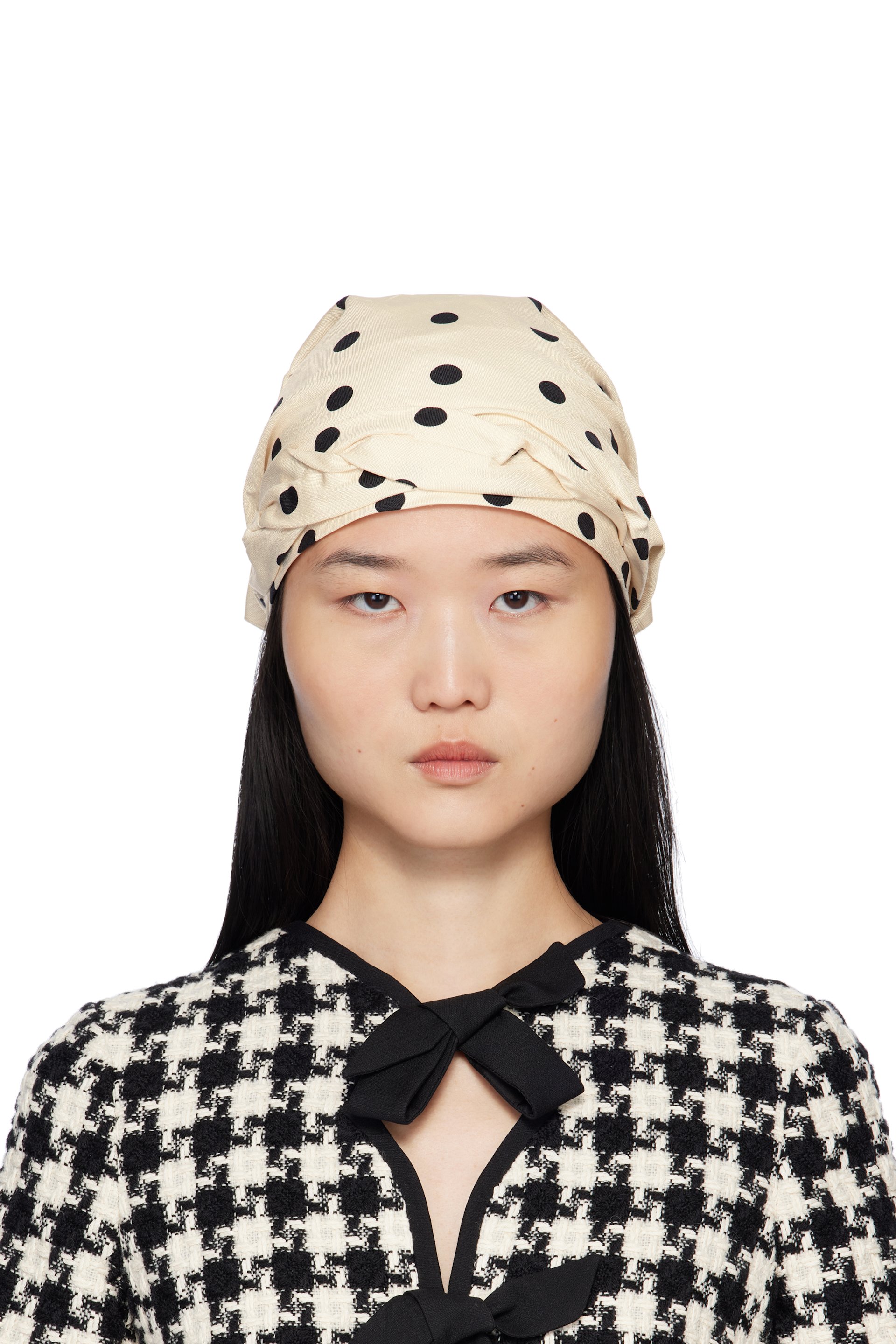 Valentino Garavani - Bandana blanc cassé à pois