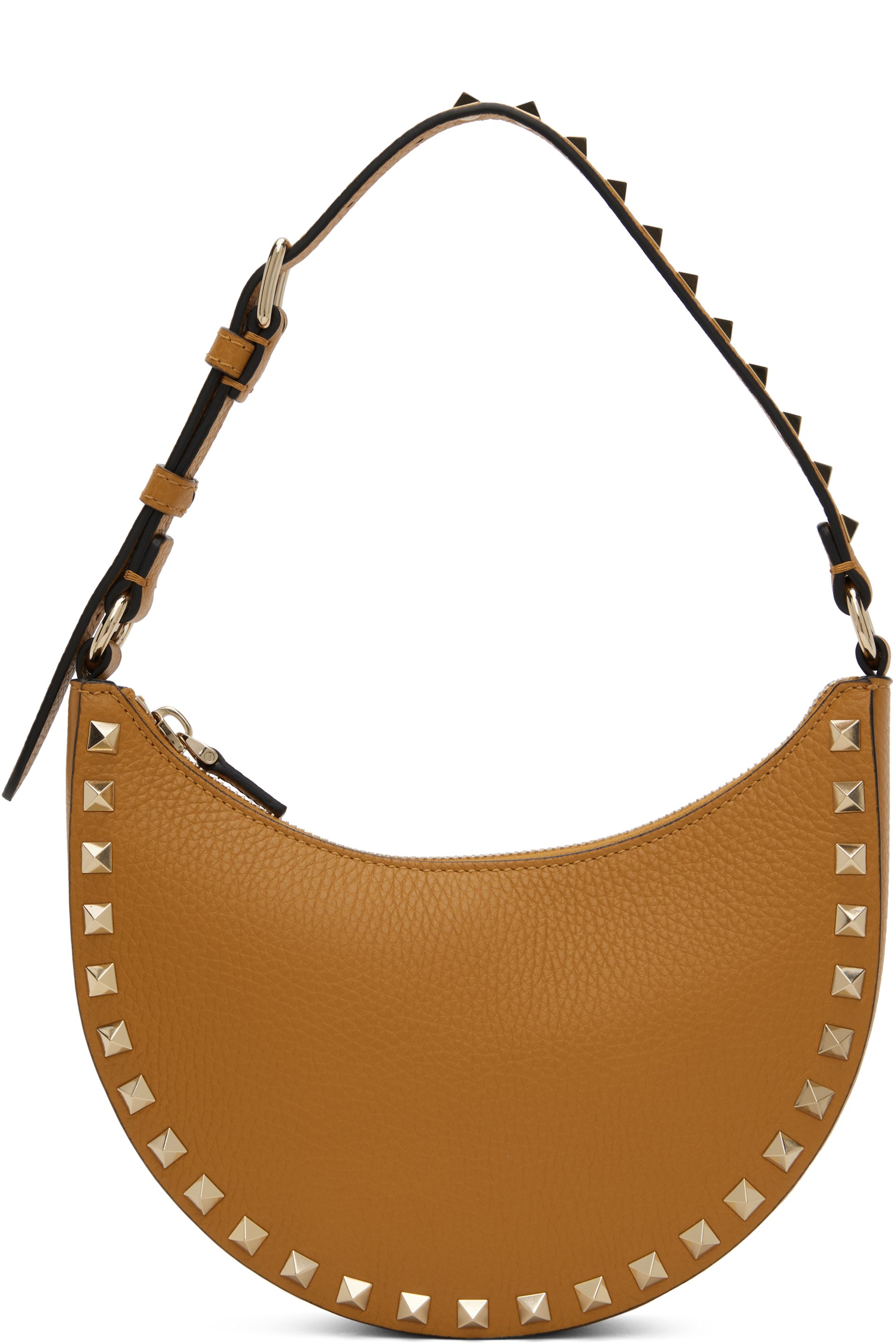 Valentino Garavani - Mini sac brun clair à clous Rockstud