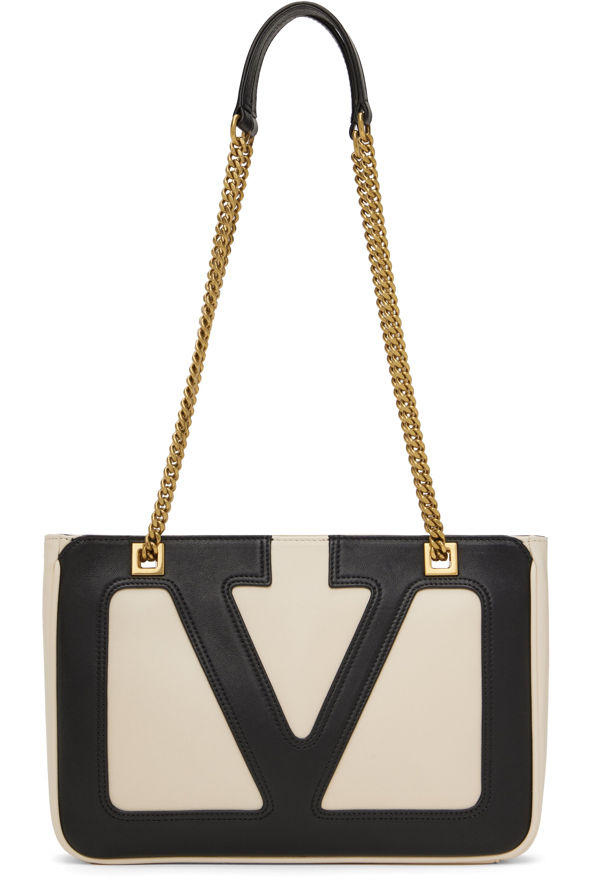 Valentino Garavani - Petit sac blanc cassé et noir - Viva Superstar
