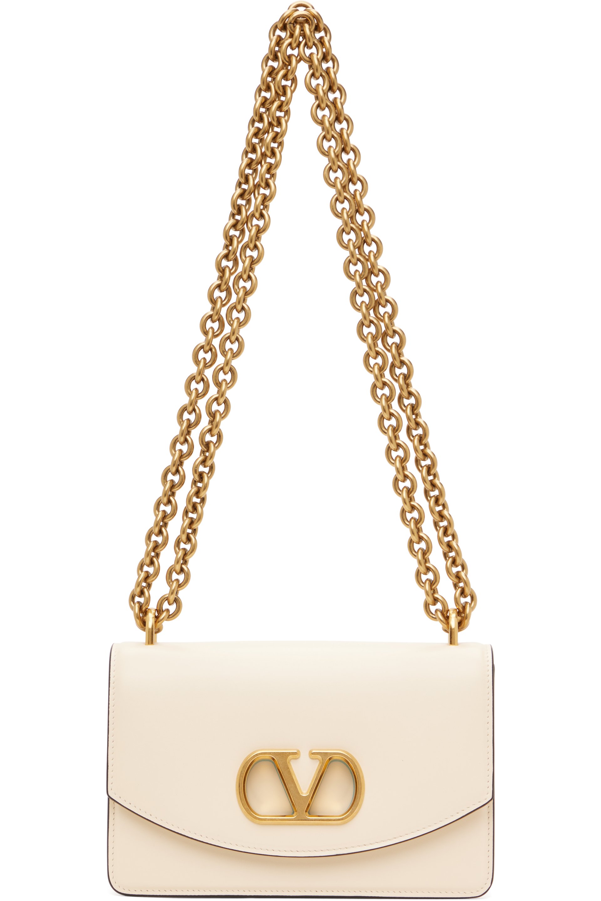 Valentino Garavani - Sac à bandoulière Vain beige en cuir de veau poli