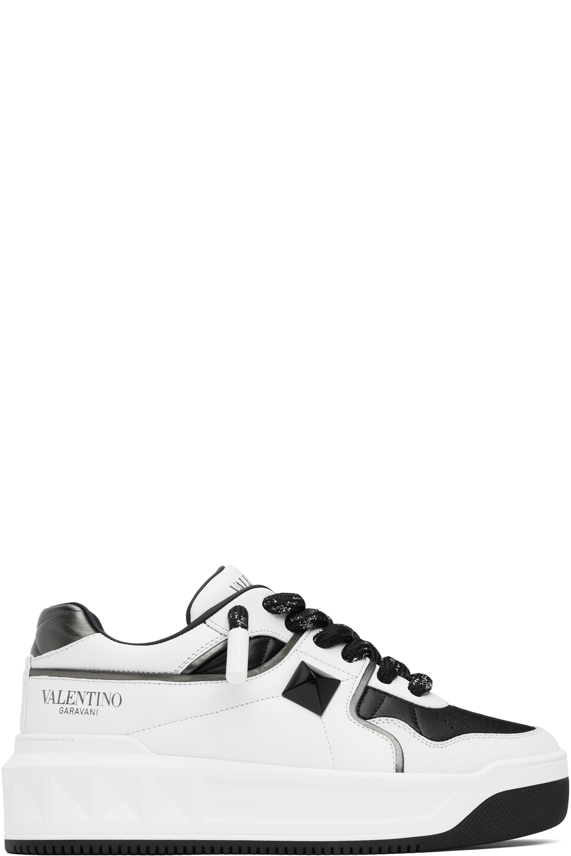 Valentino Garavani - White & Black One Stud XL Nappa Leather Low-Top Sneakers