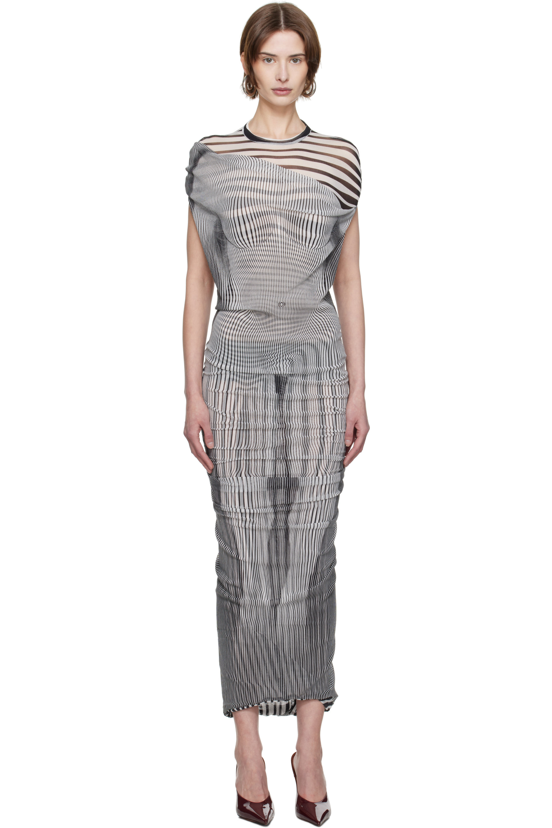 Jean Paul Gaultier - White & Black 'The Draped Body Morphing' Maxi Dress