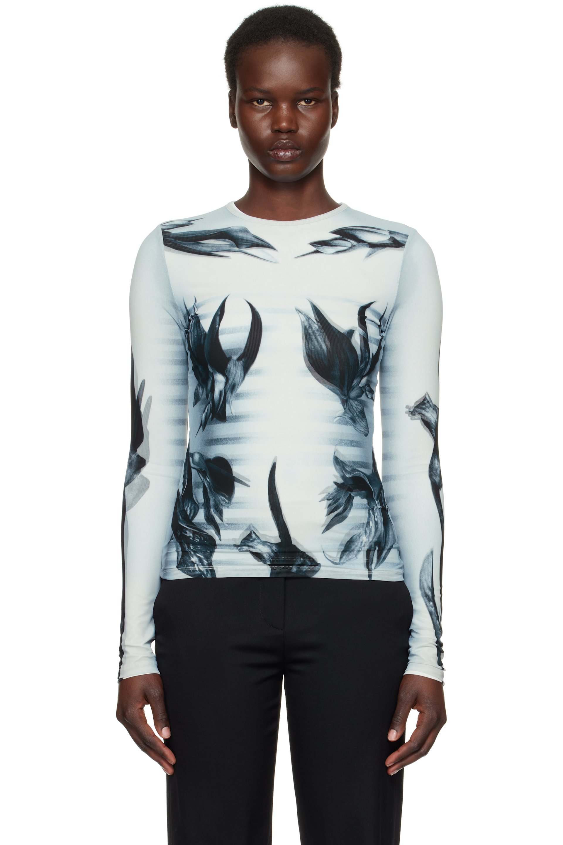 Jean Paul Gaultier - T-shirt gris et noir à motif Body Morphing