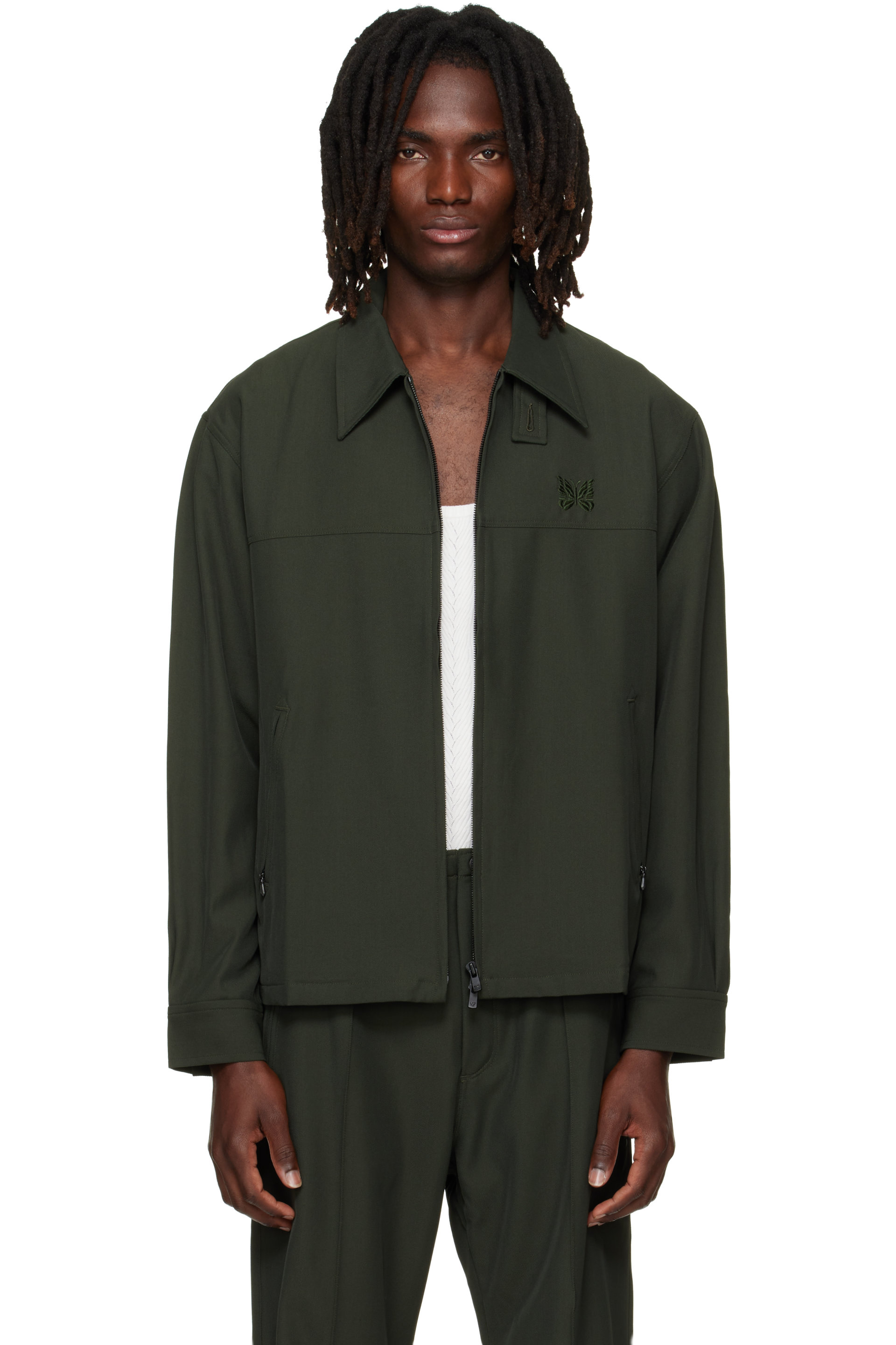 NEEDLES - Blouson de sport kaki en sergé de cavalerie