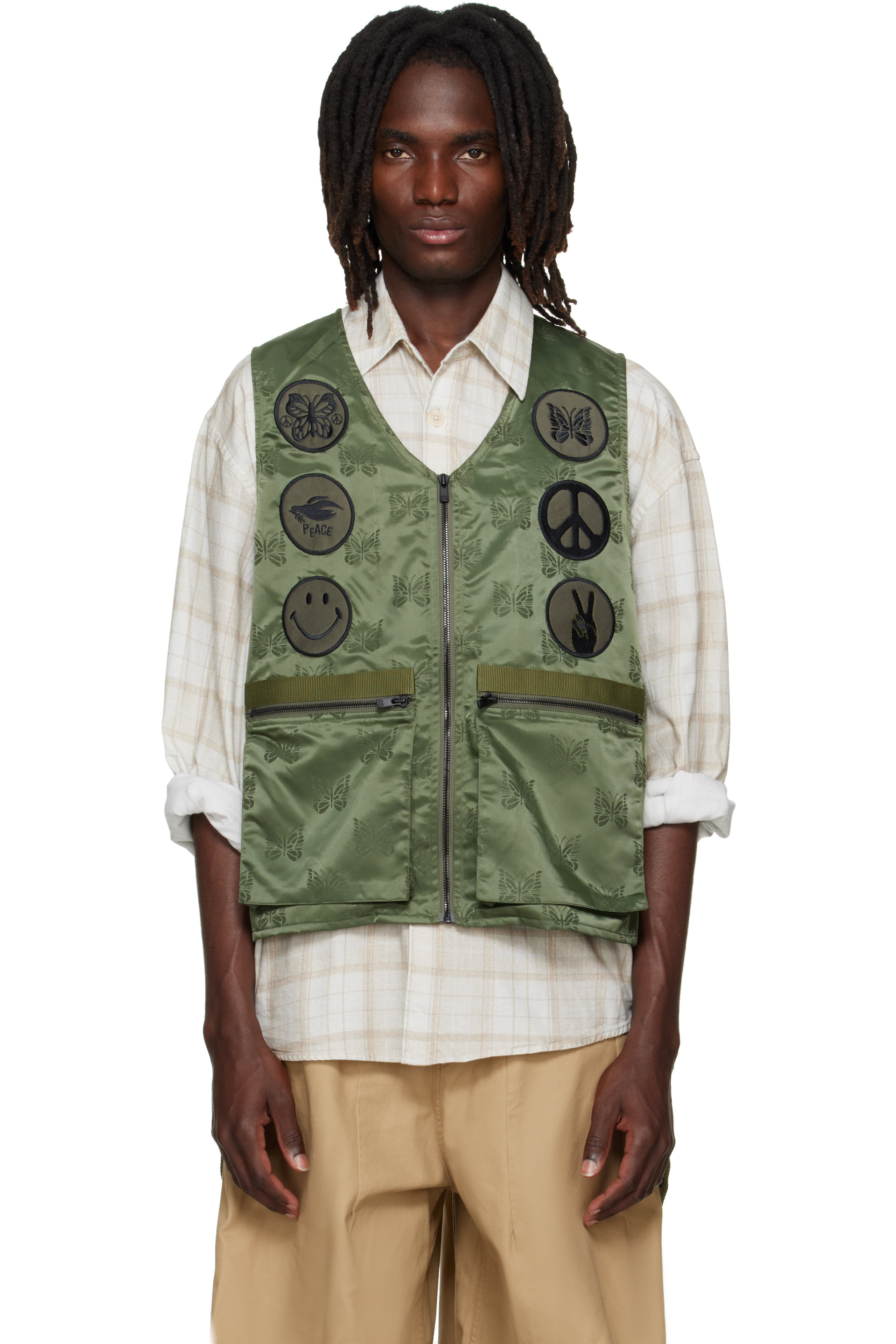 NEEDLES - Veste Radio kaki à écussons de papillon