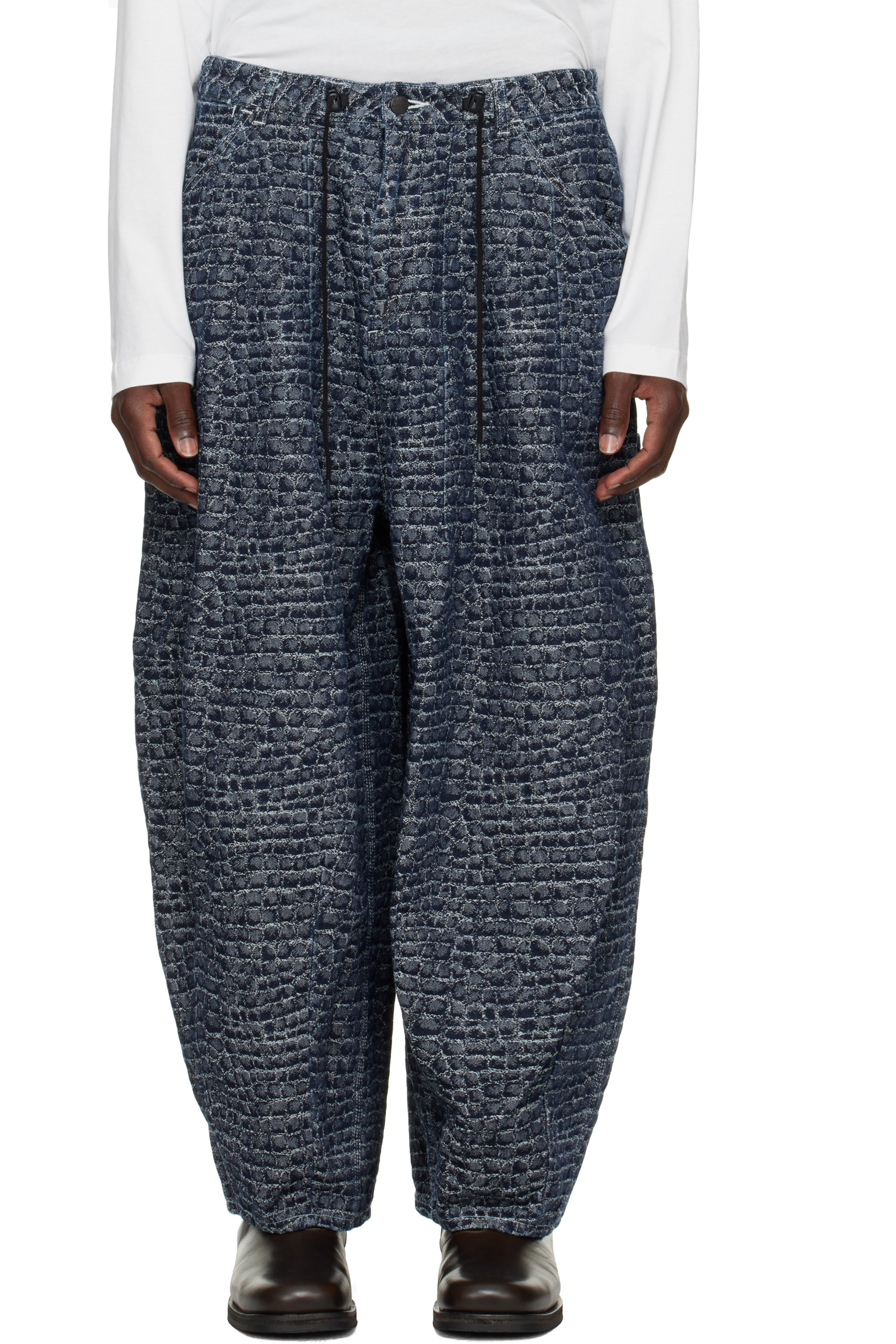NEEDLES - Navy Crocodile Jacquard H.D. Painter Jeans