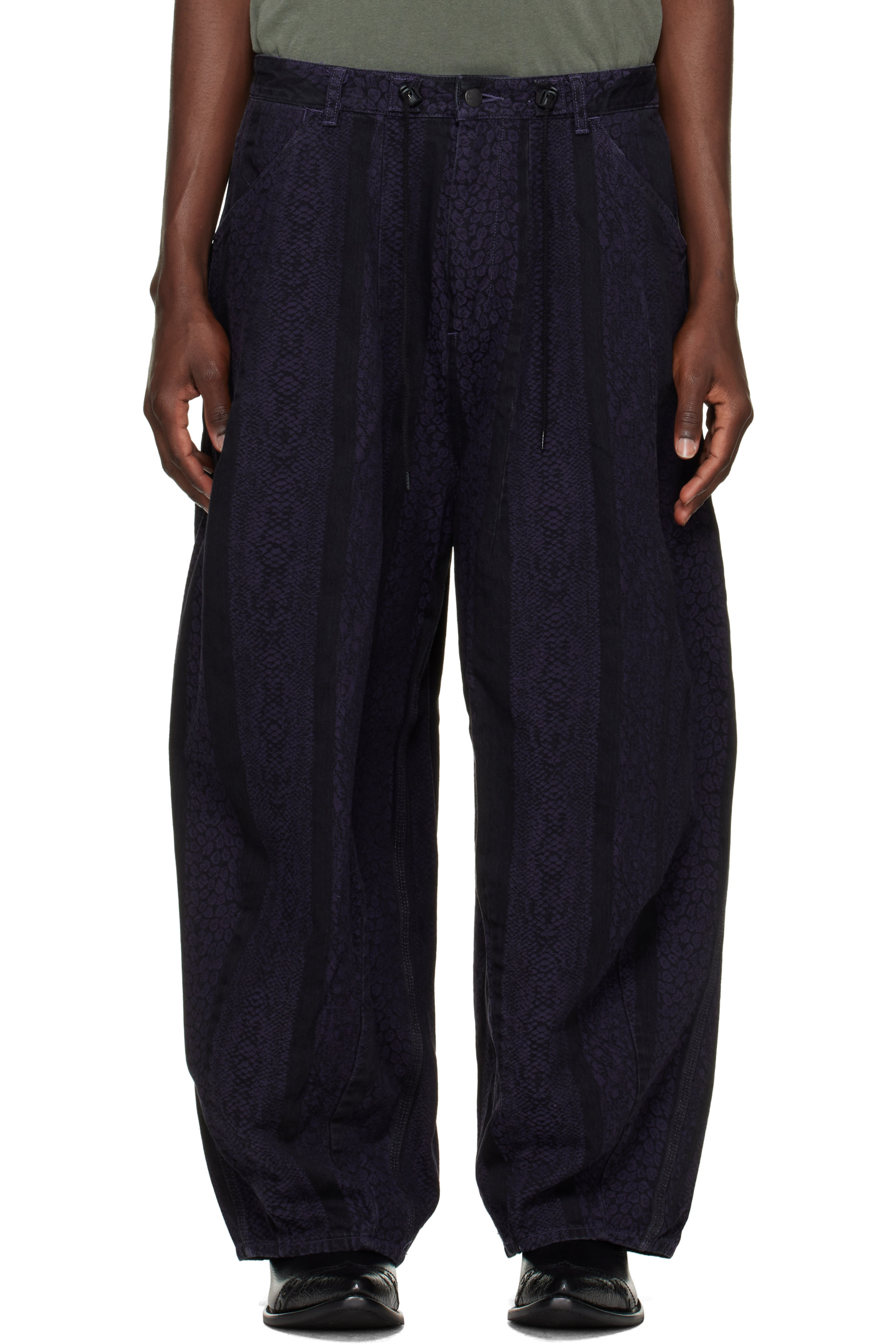 NEEDLES - Black Python Jacquard H.D. Painter Jeans