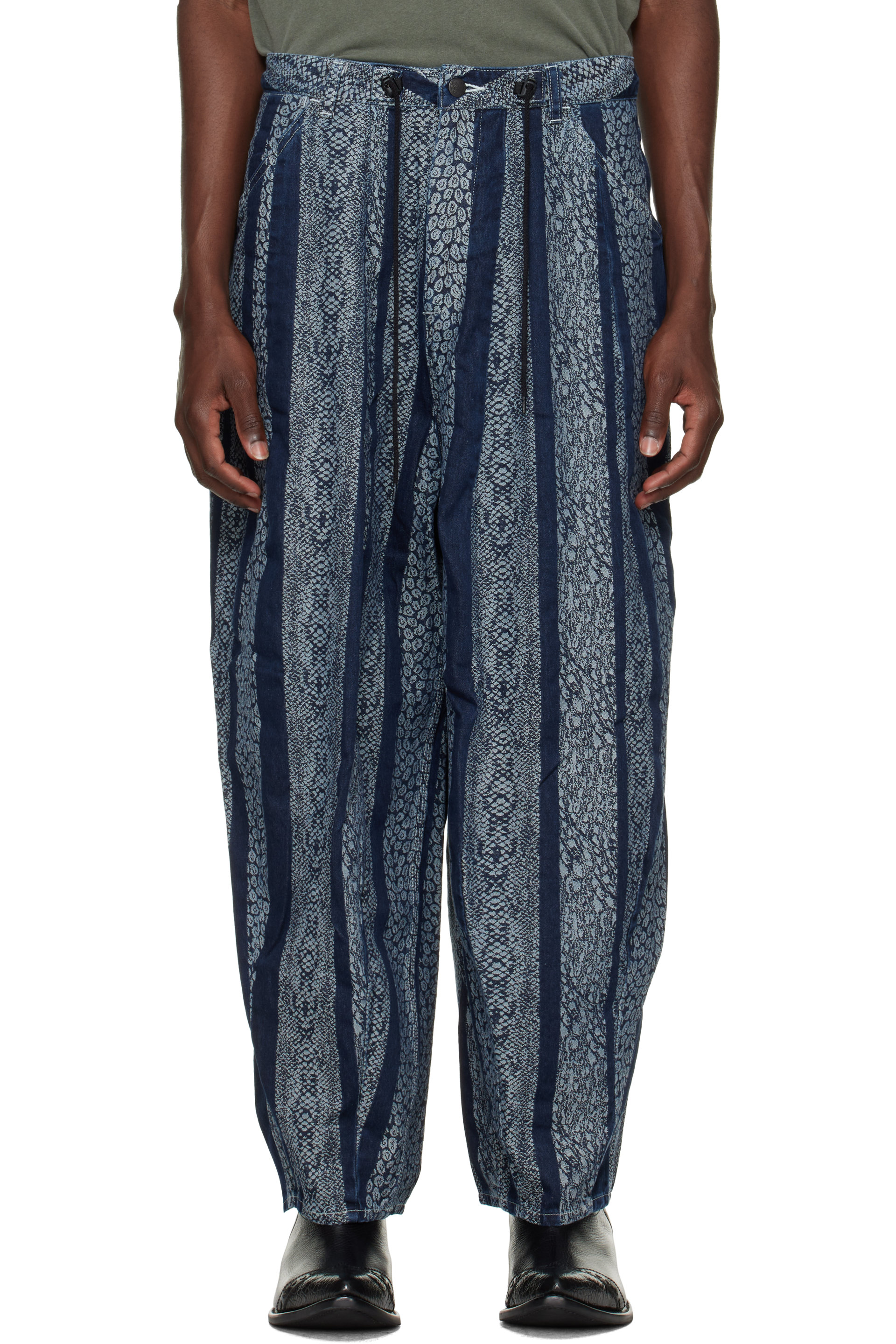 NEEDLES - Navy Python Jacquard H.D. Painter Jeans
