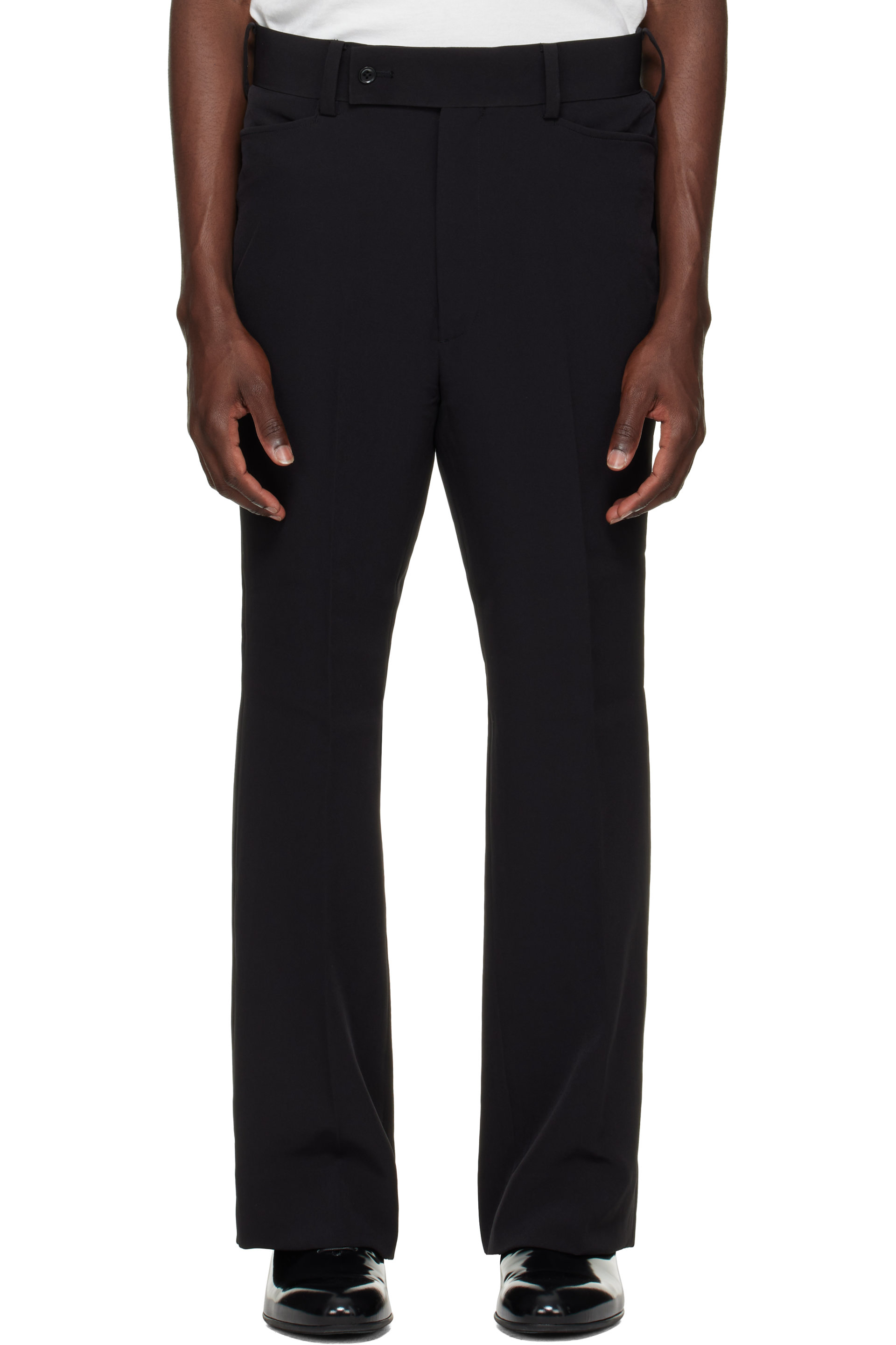 NEEDLES - Pantalon semi-évasé noir en sergé double de polyester