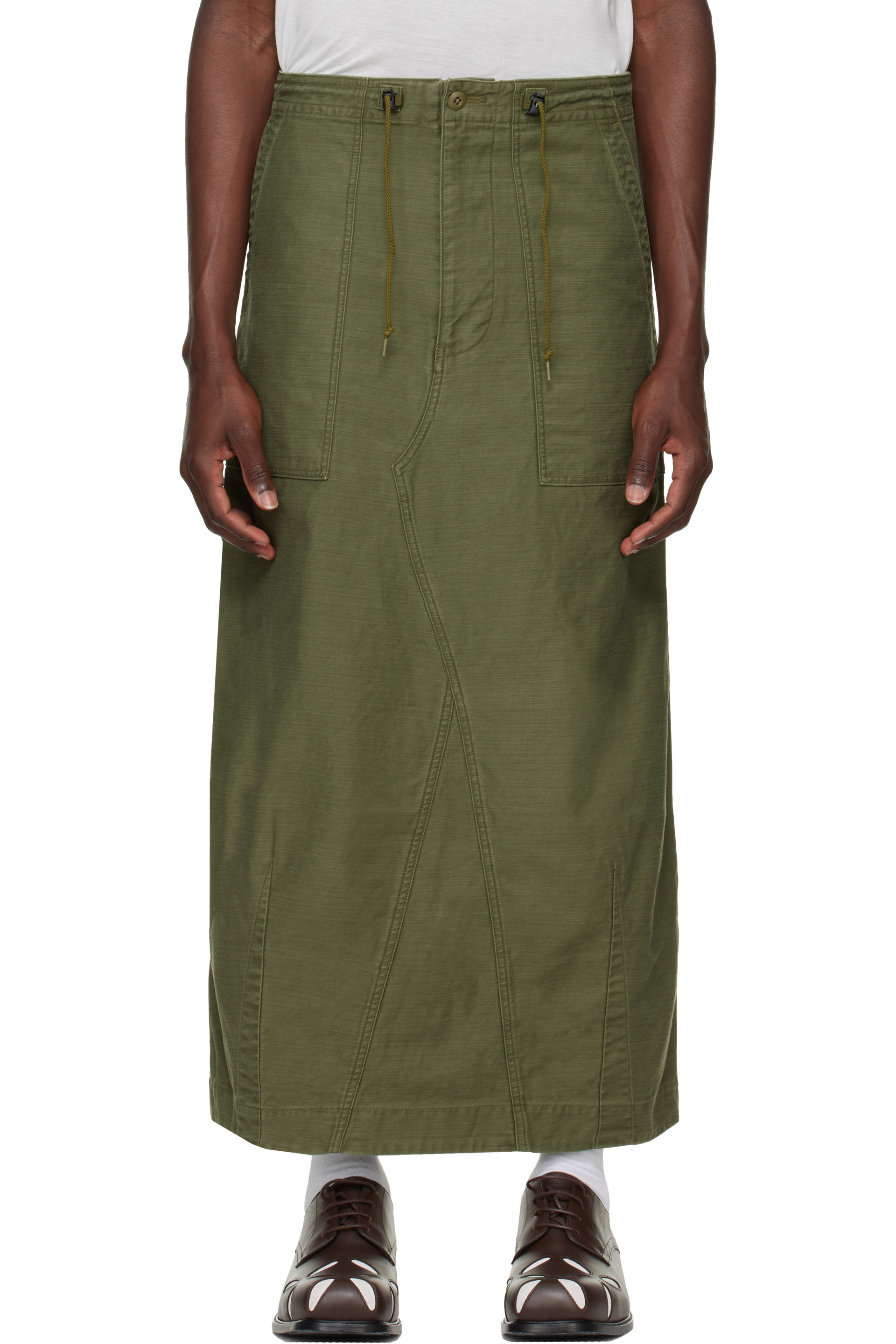 NEEDLES - Khaki Back Sateen String Fatigue Skirt