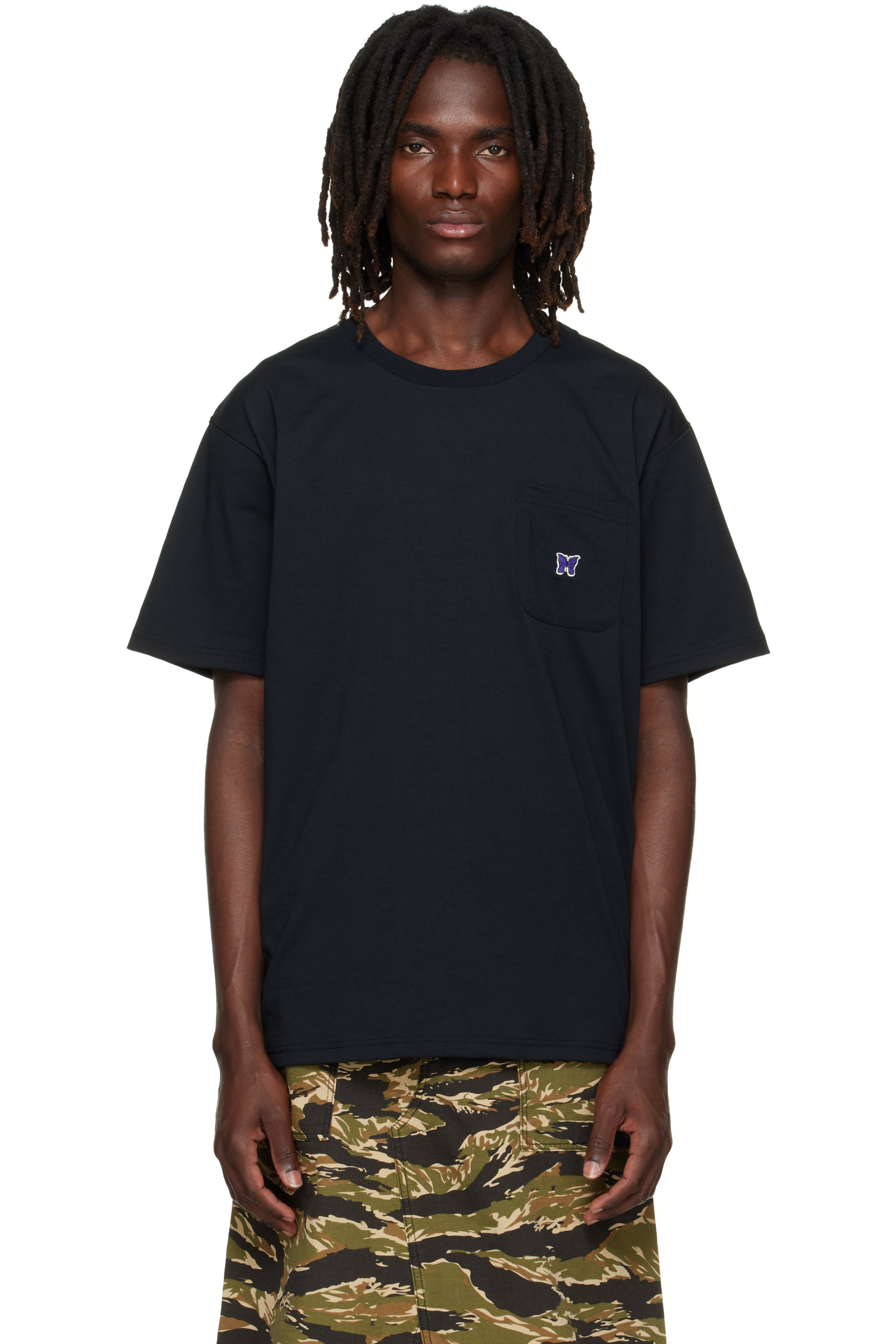 Needles - 黑色 Poly Jersey S/S Crew Neck T 恤
