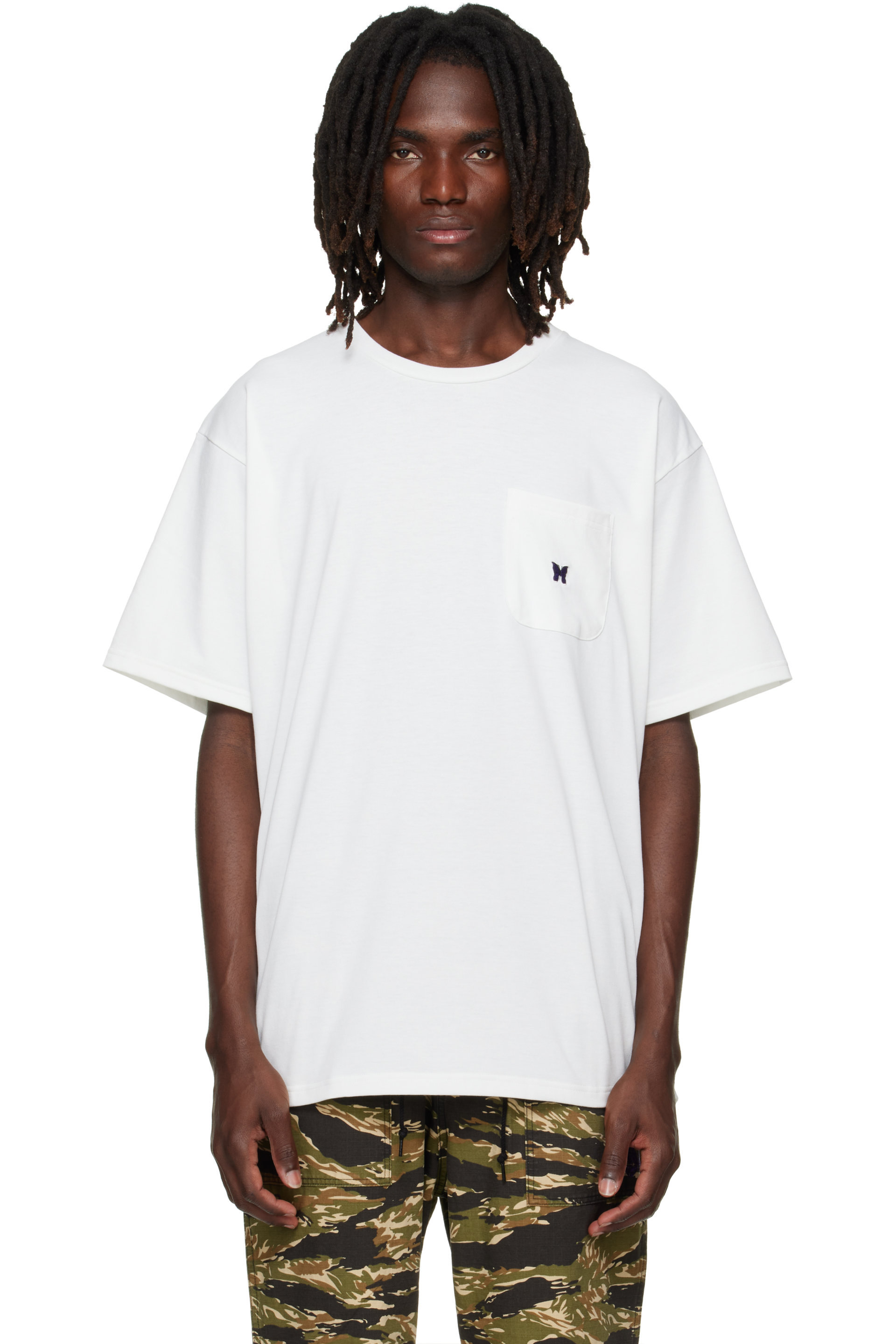 Needles - 白色 Poly Jersey S/S Crew Neck T 恤