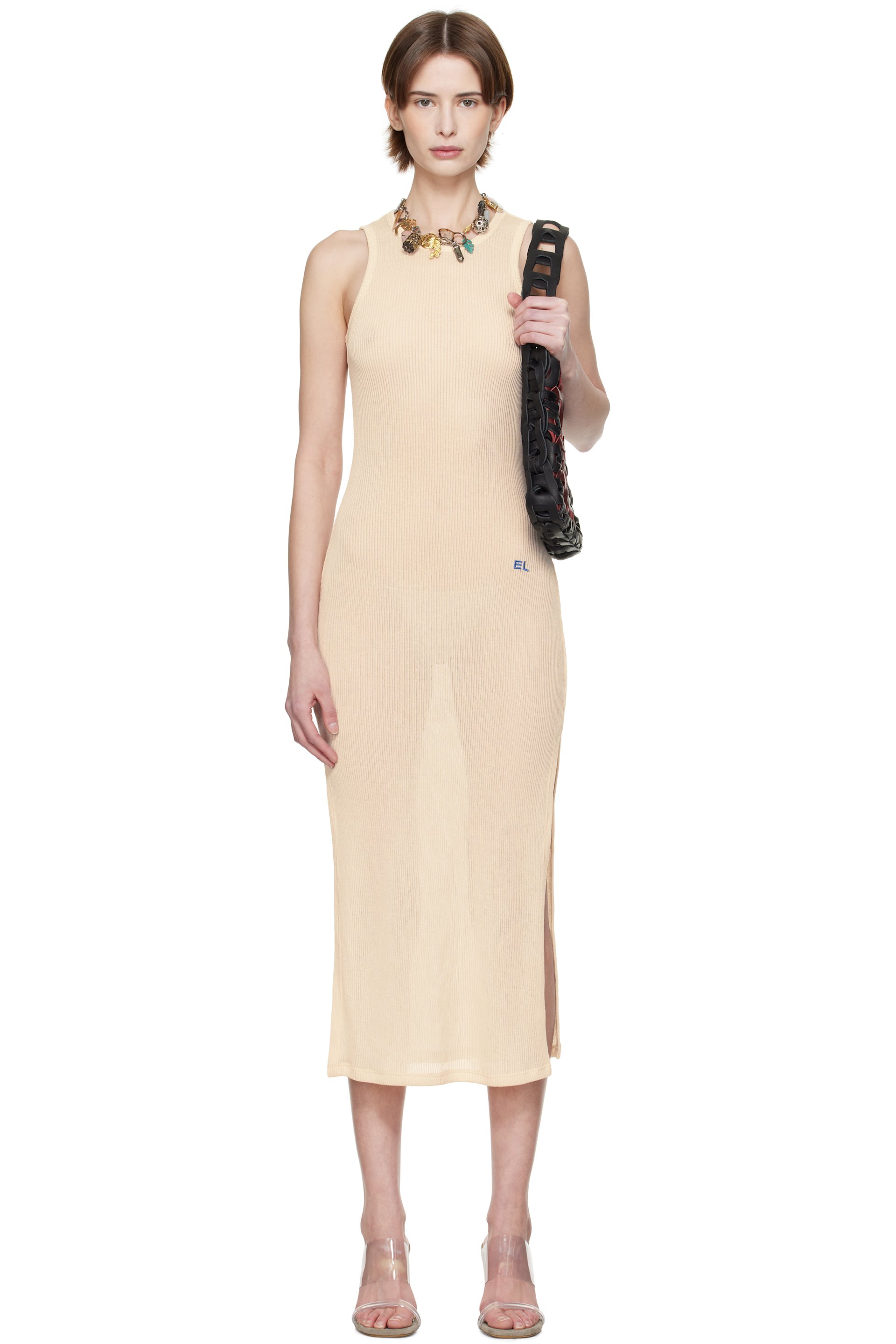 Eckhaus Latta - Robe midi Spiral beige