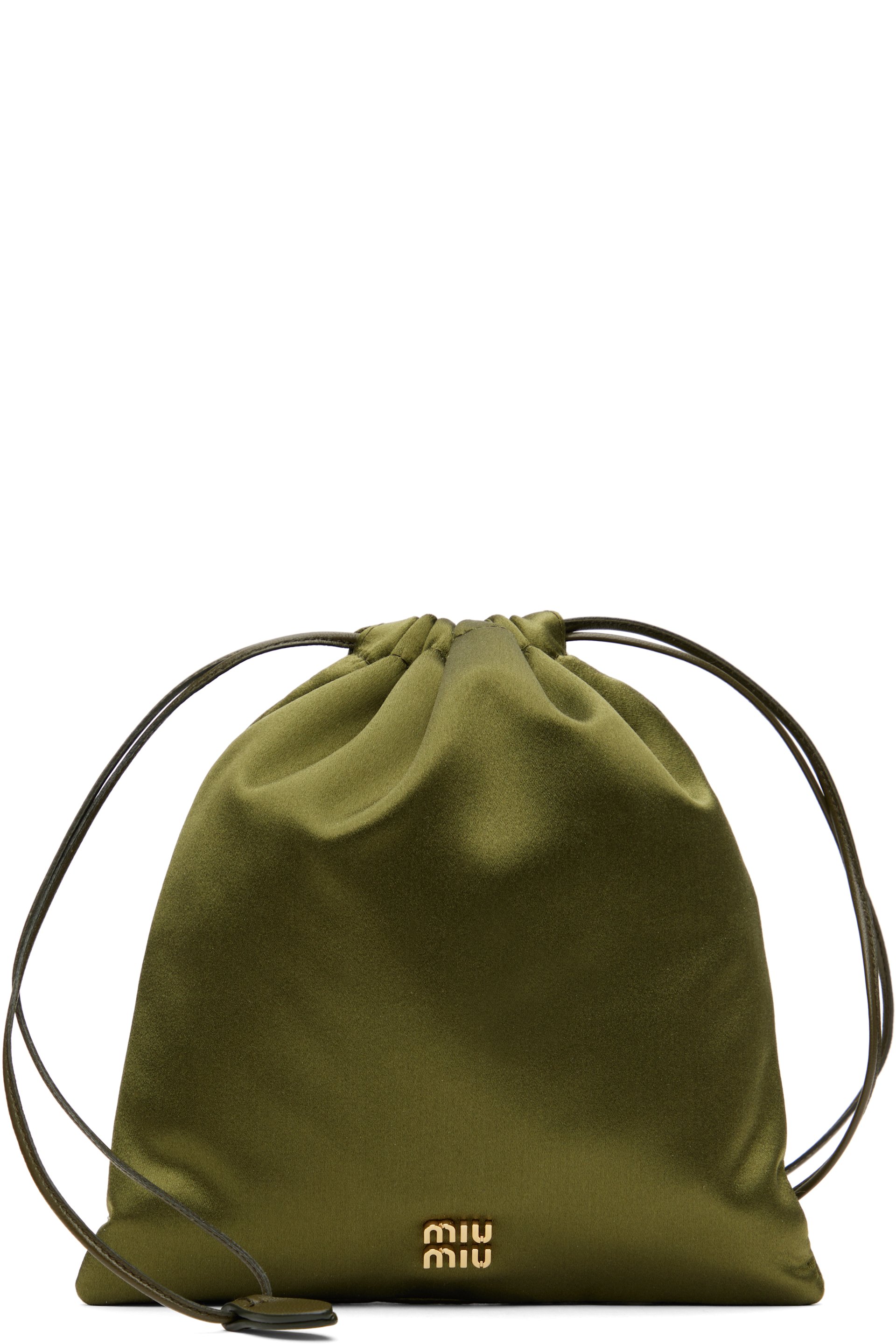 Miu Miu - Pochette kaki en satin