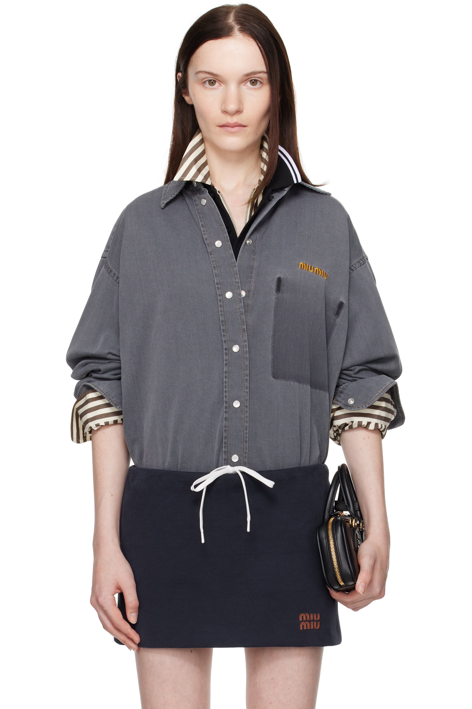 Miu Miu - Chemise grise en chambray