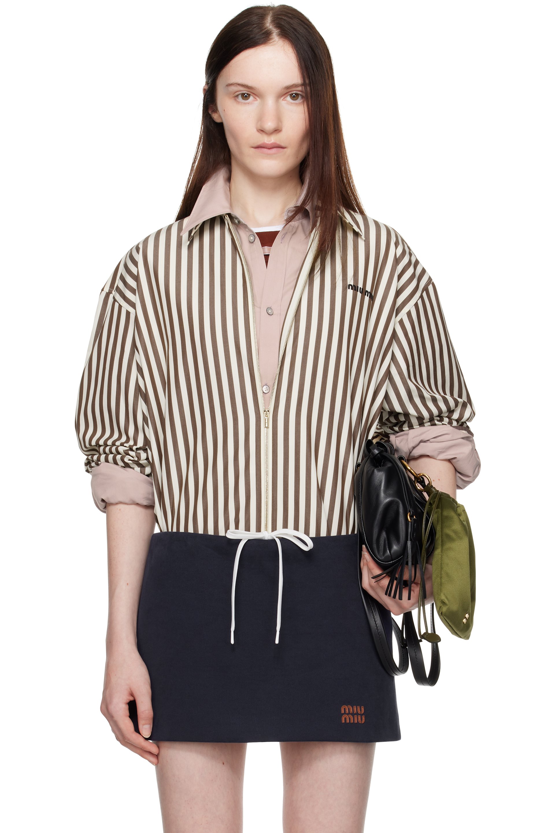 Miu Miu - Chemise blanc et brun en coton