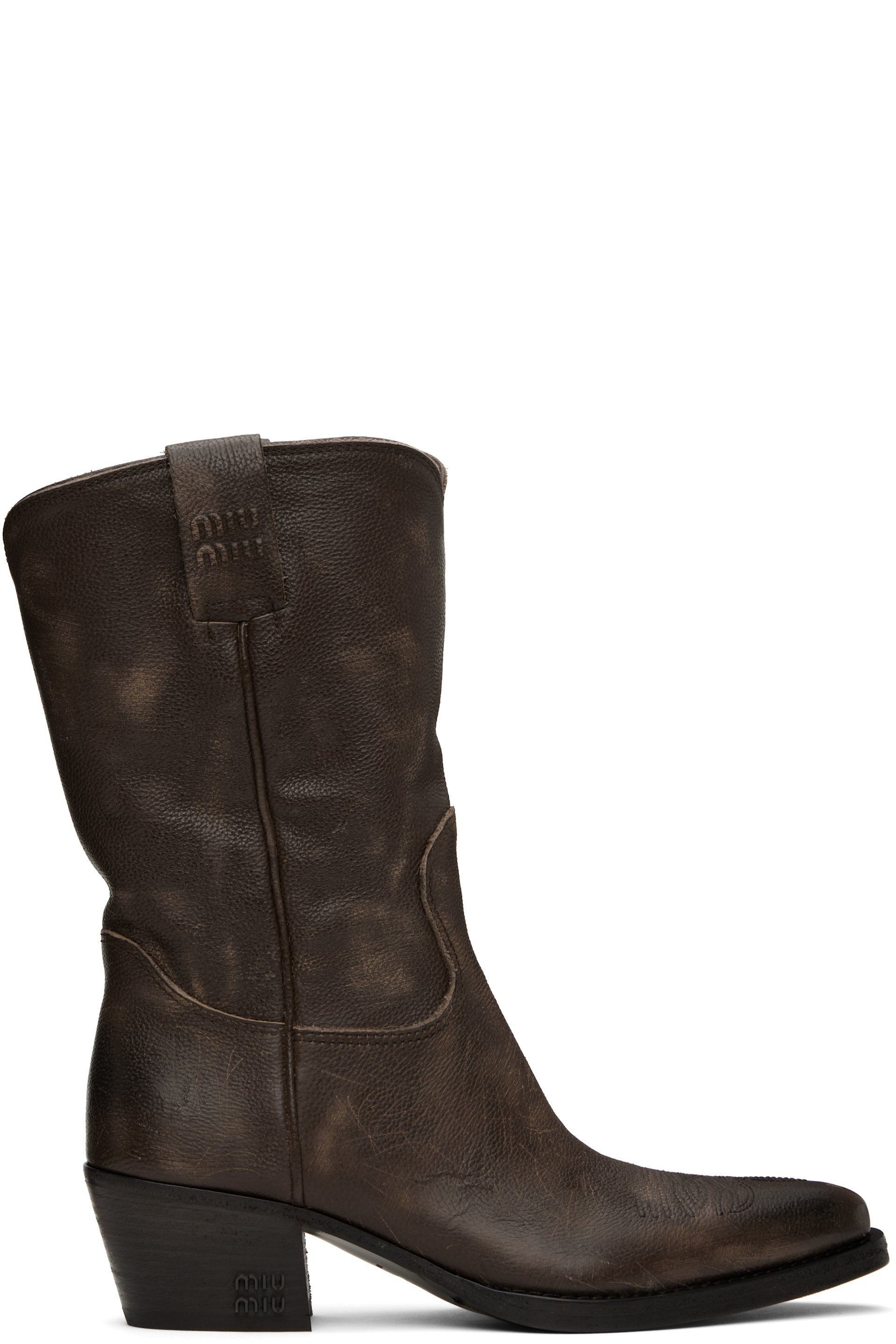 Miu Miu - Bottes brunes en cuir