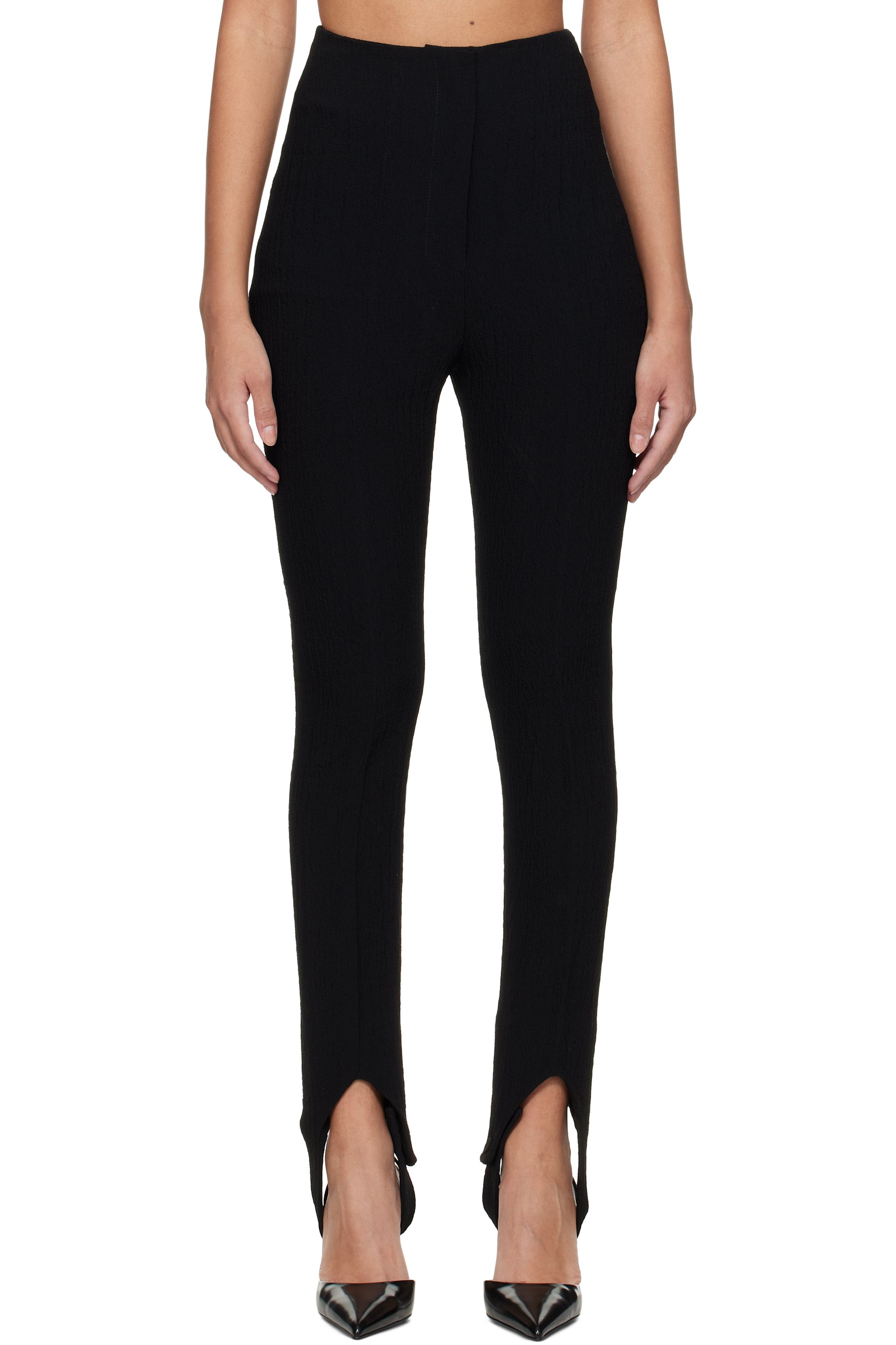 Nanushka - Pantalon Savita noir en tissu gaufré à sous-pieds