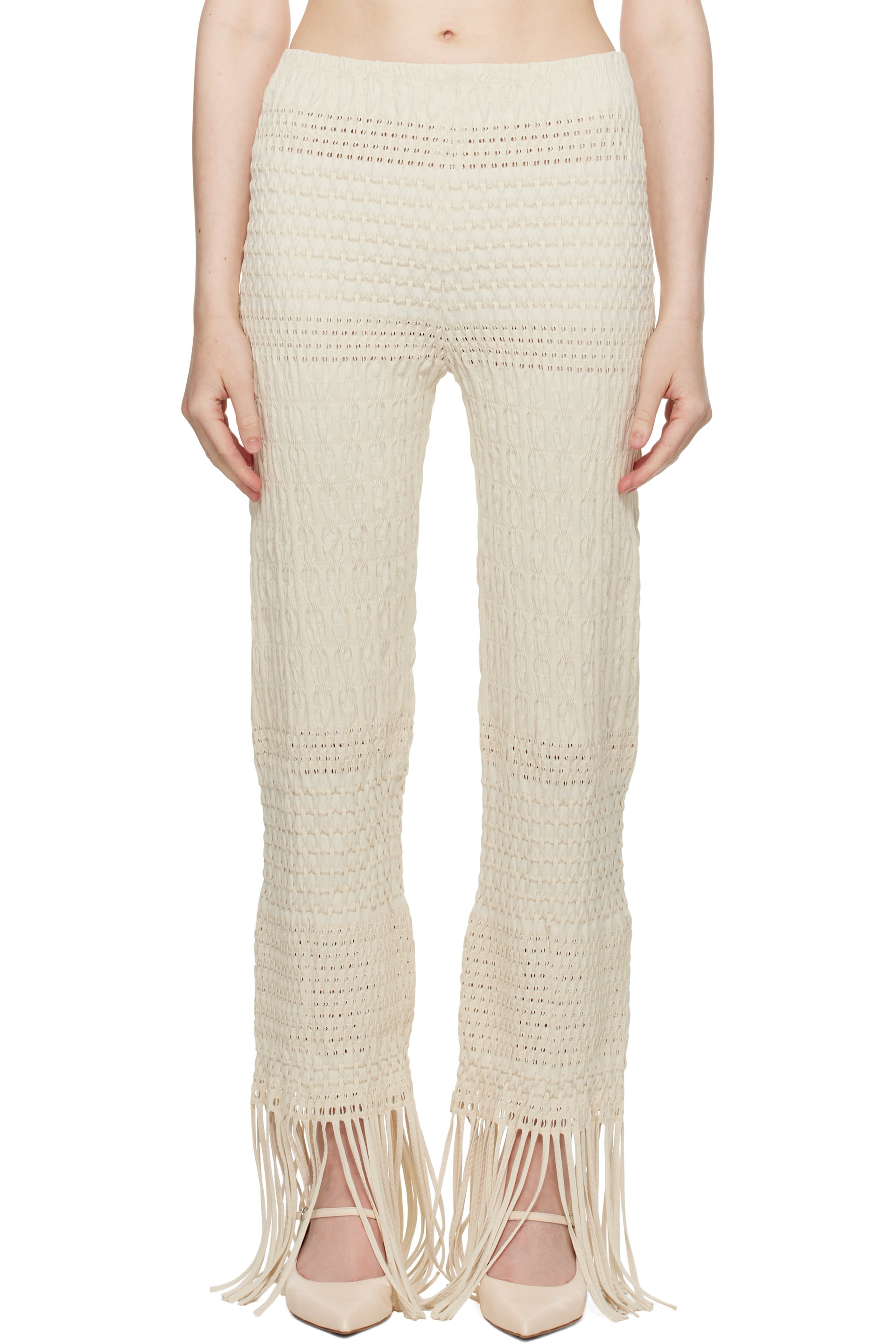 Nanushka - Pantalon Miciel blanc cassé