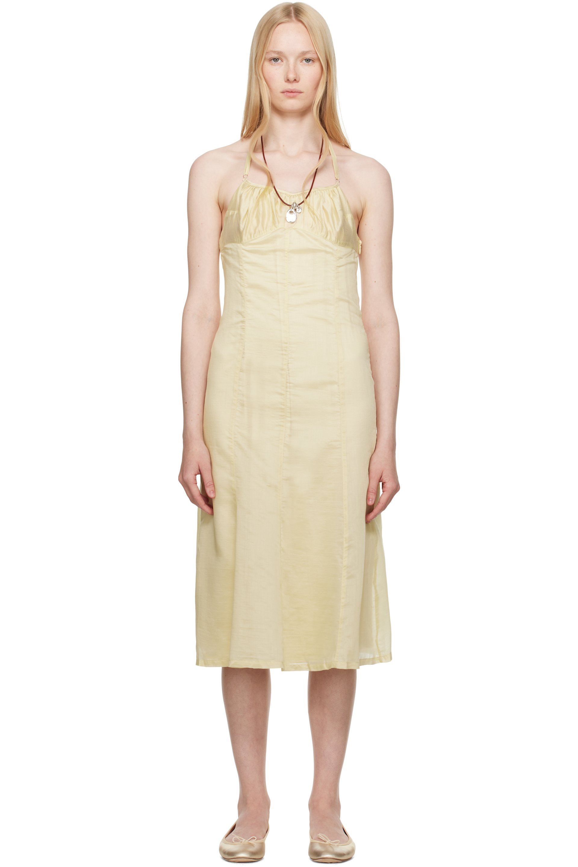BELLE ANNA - Robe midi Flore jaune