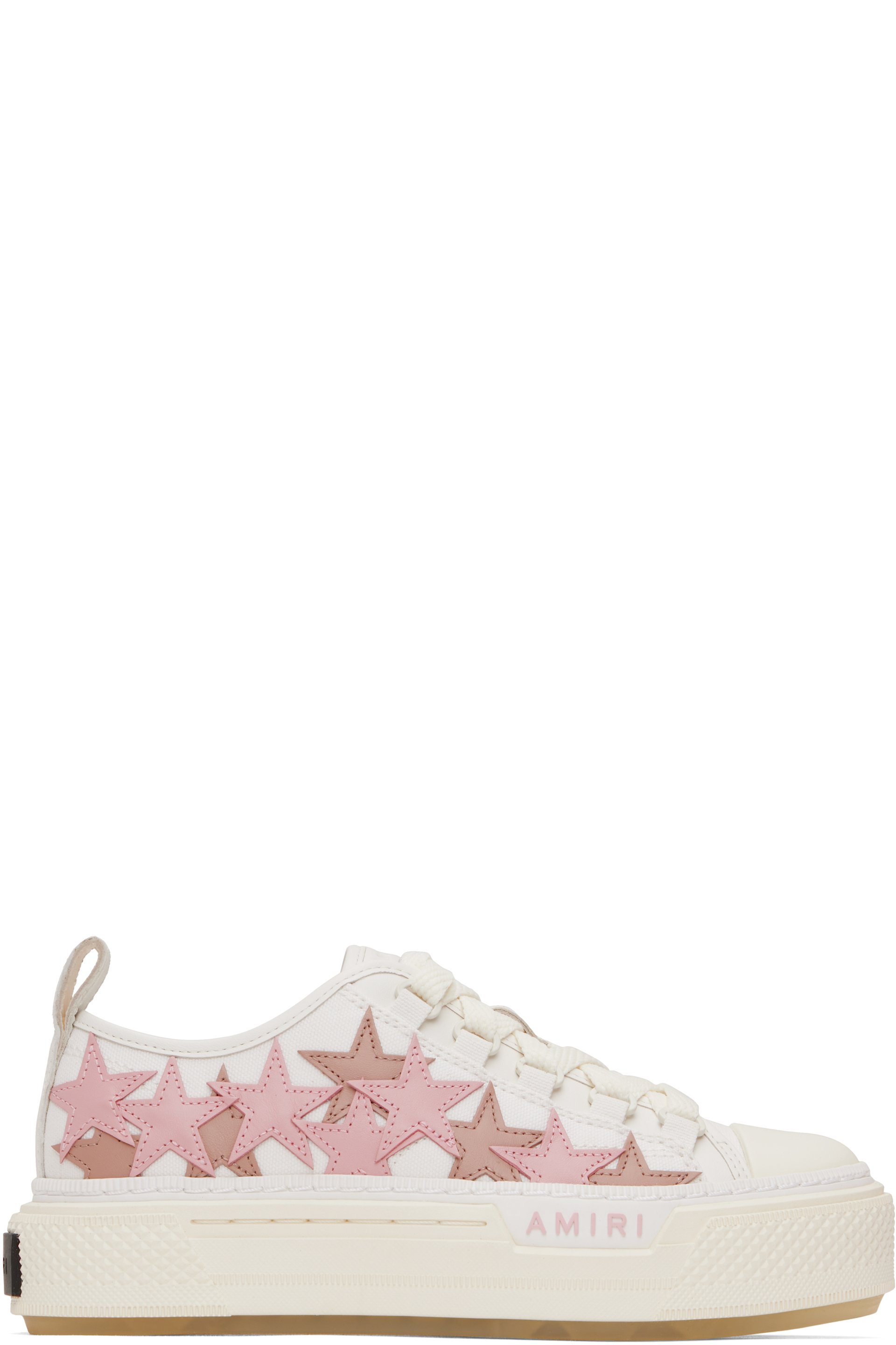AMIRI - Baskets de court basses blanc et rose à appliqués à étoile