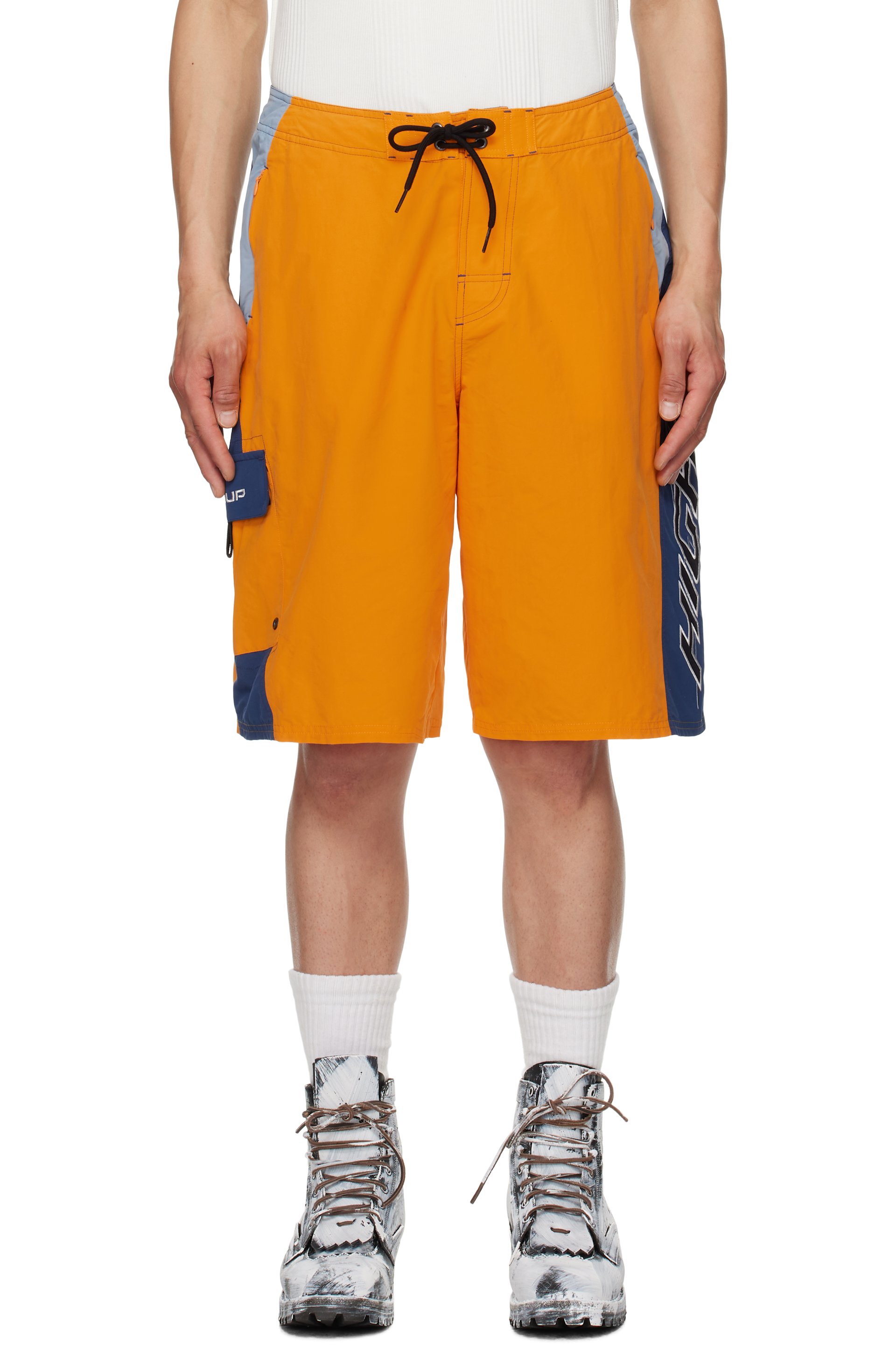 Martine Rose - Orange & Navy Board Swim Shorts