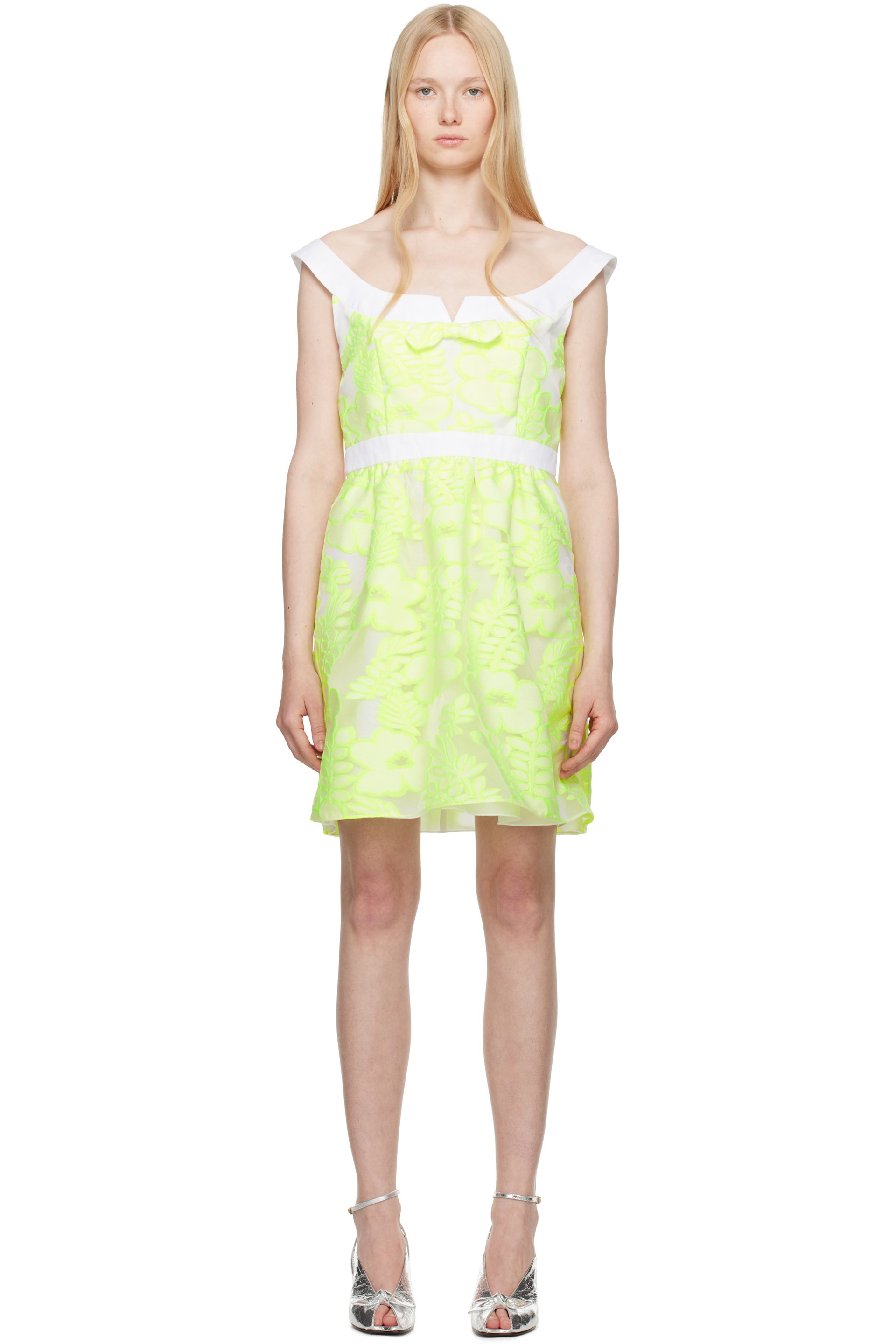 Anna Sui - Robe courte Sweet blanc et jaune à boucle
