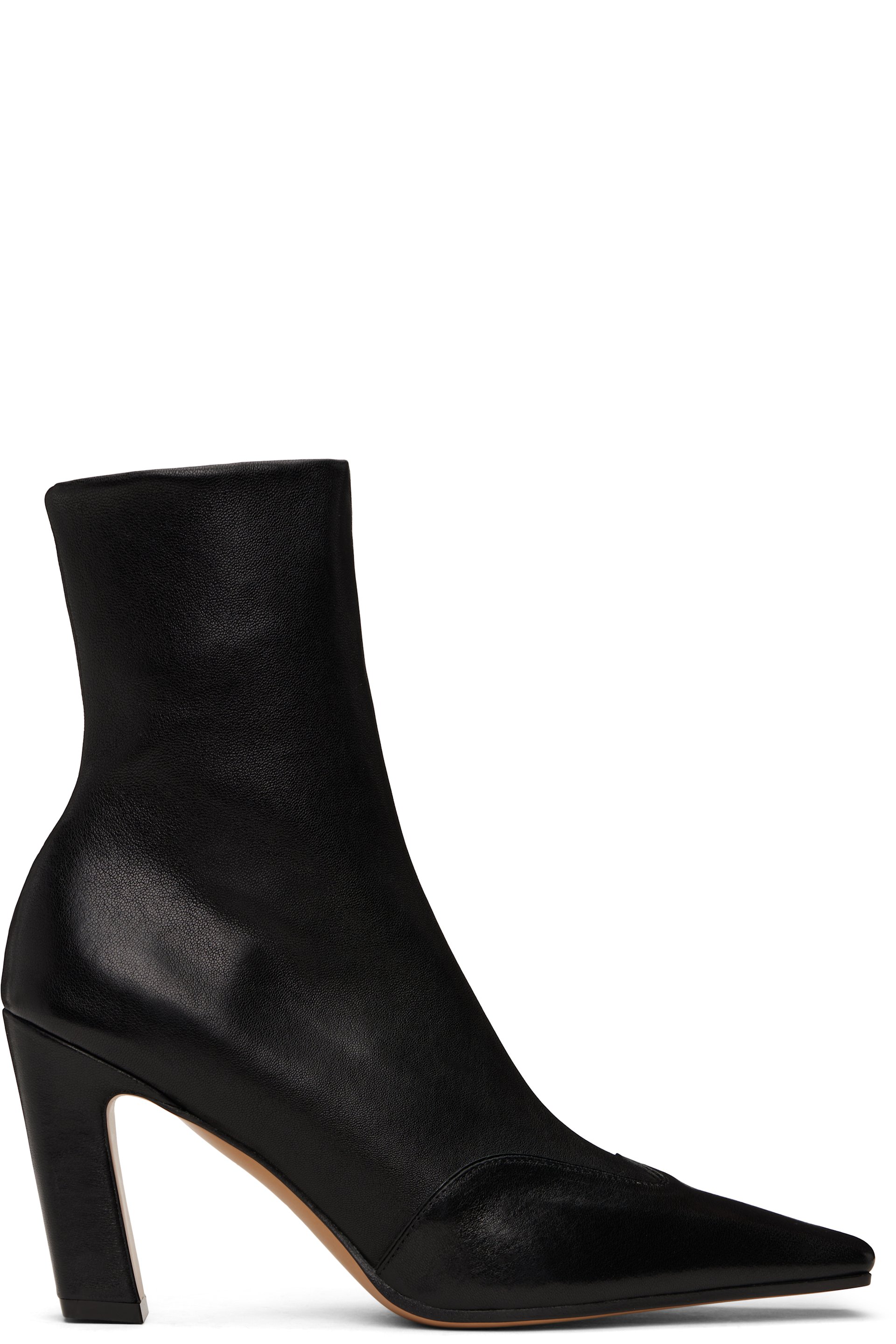 KHAITE - Bottes à talon bottier Nevada noires en cuir extensible
