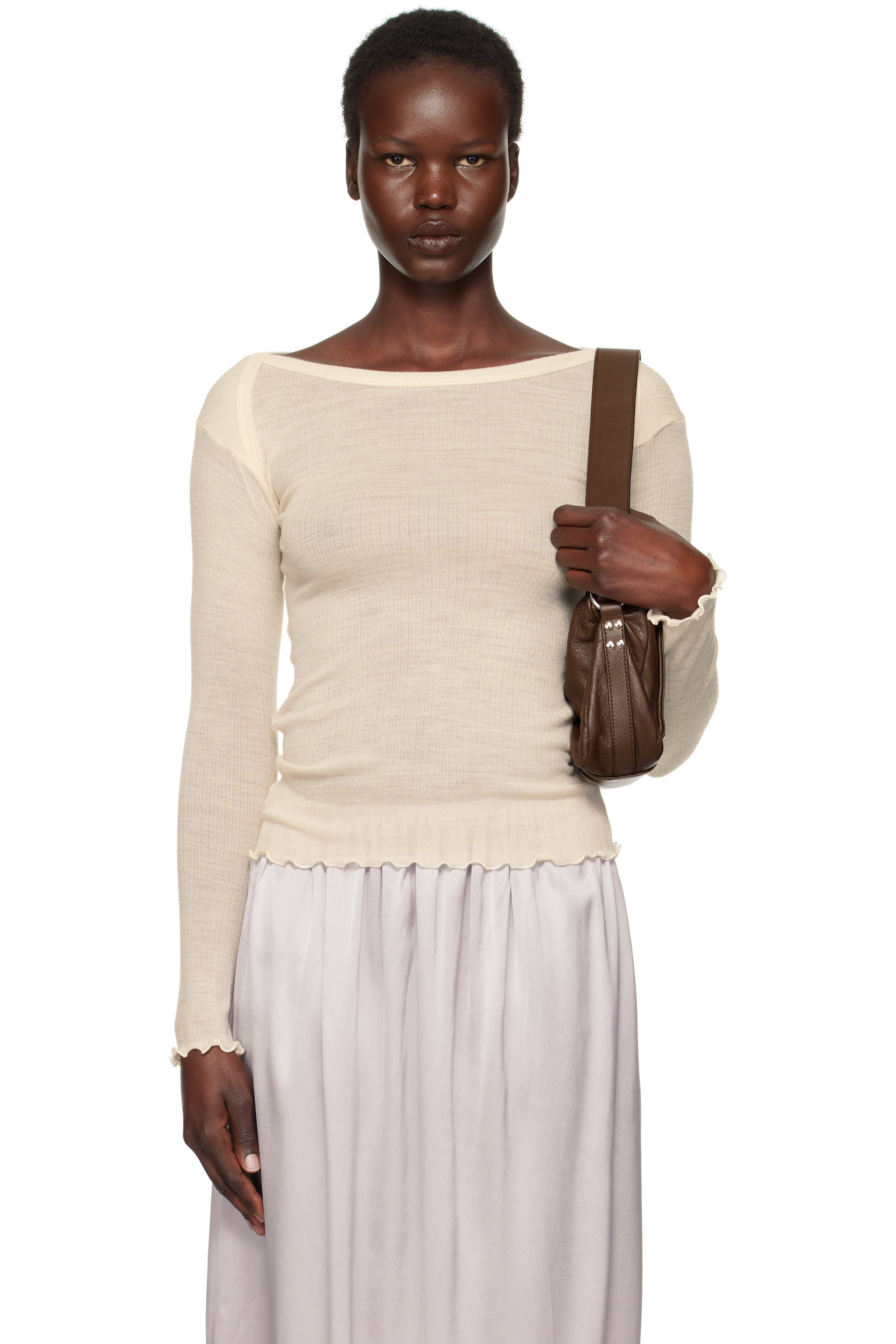Baserange - T-shirt à manches longues Disc beige