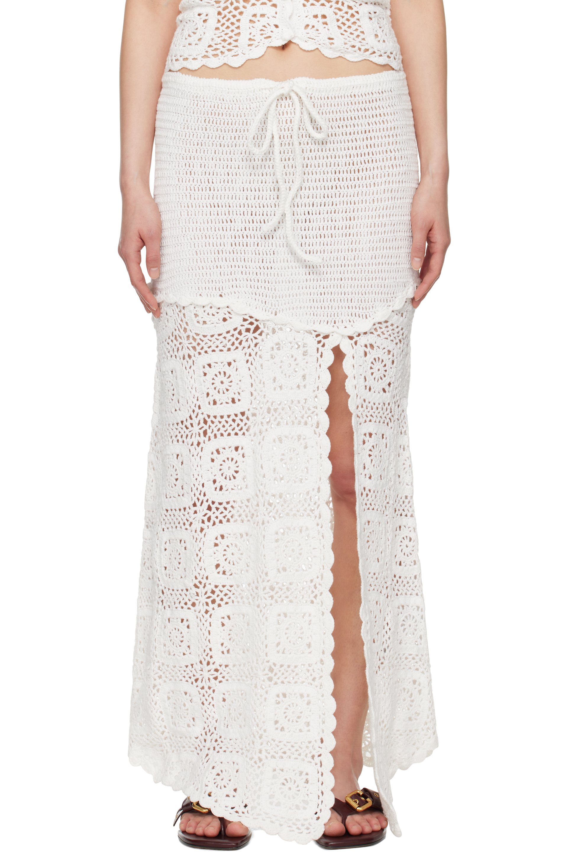 Holzweiler - White Rosie Crochet Maxi Skirt