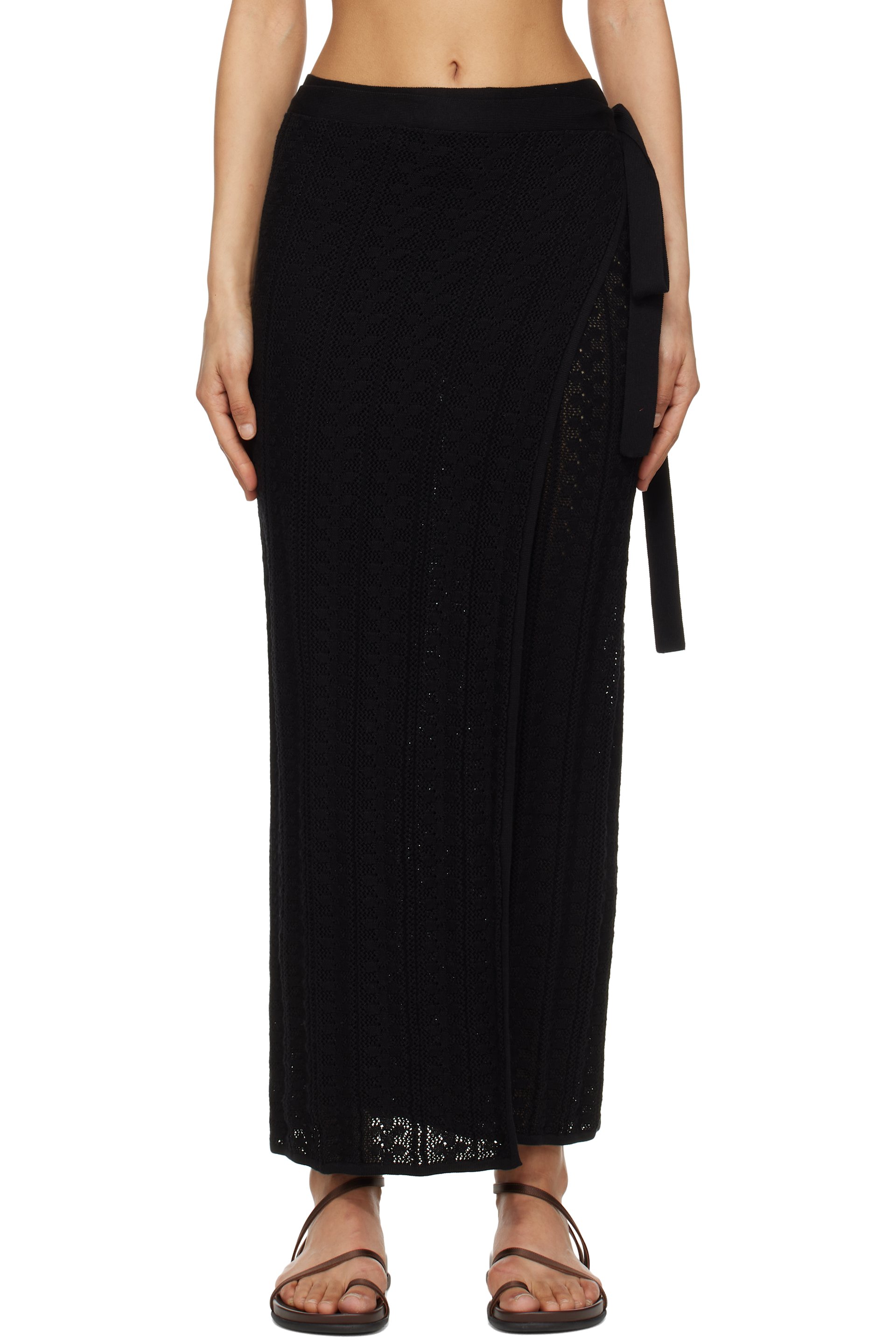 Holzweiler - Black Kelp Crochet Maxi Skirt