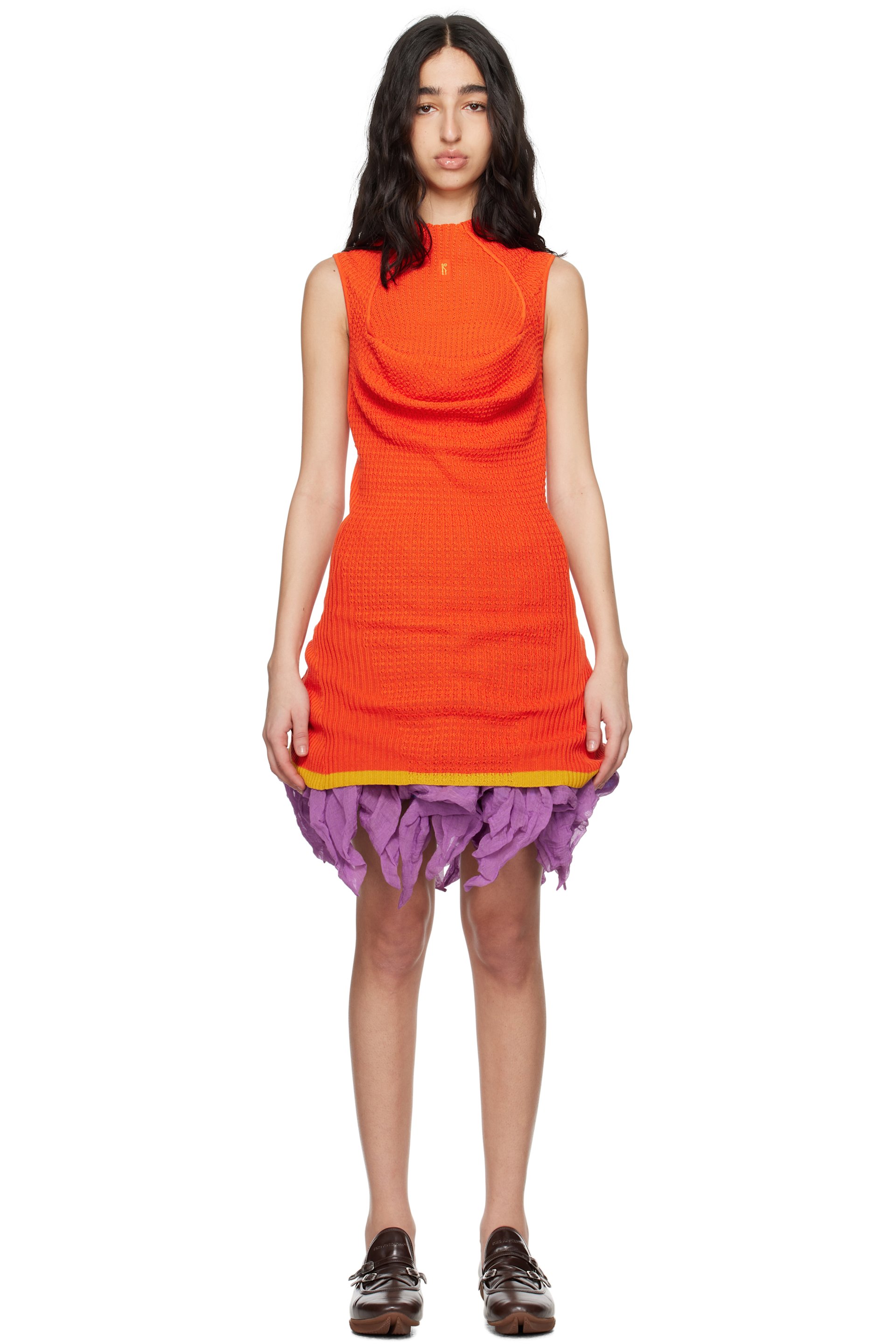 Kiko Kostadinov - Robe courte de style tunique Vecto orange en tricot