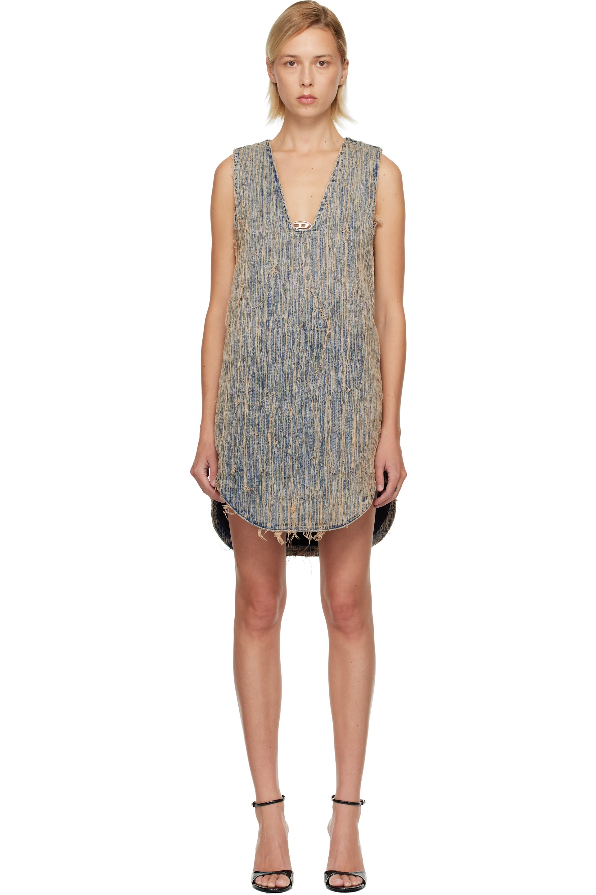 Diesel - Robe courte Laris-S2 bleu et beige