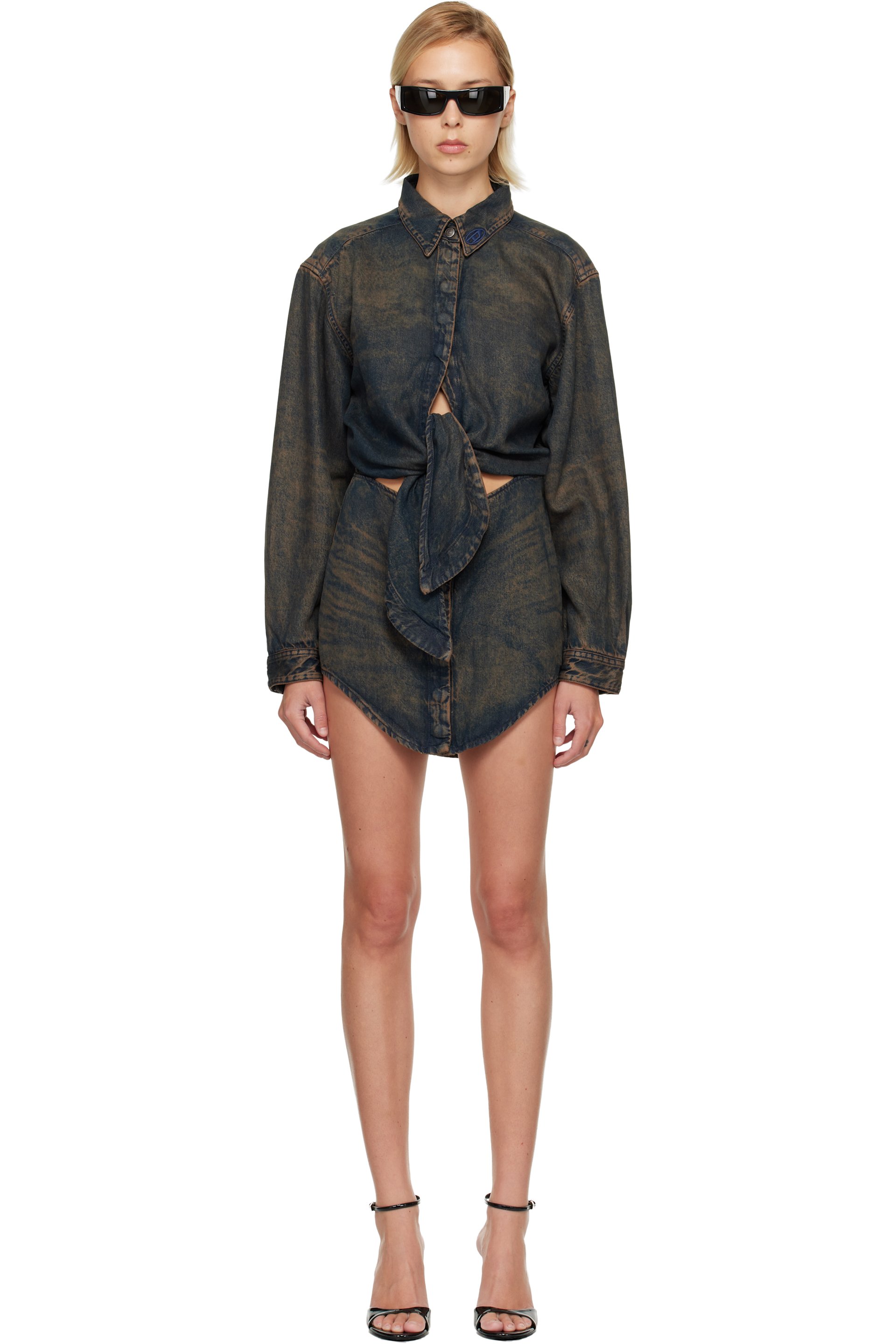 Diesel - Robe courte Susan-S bleu et brun