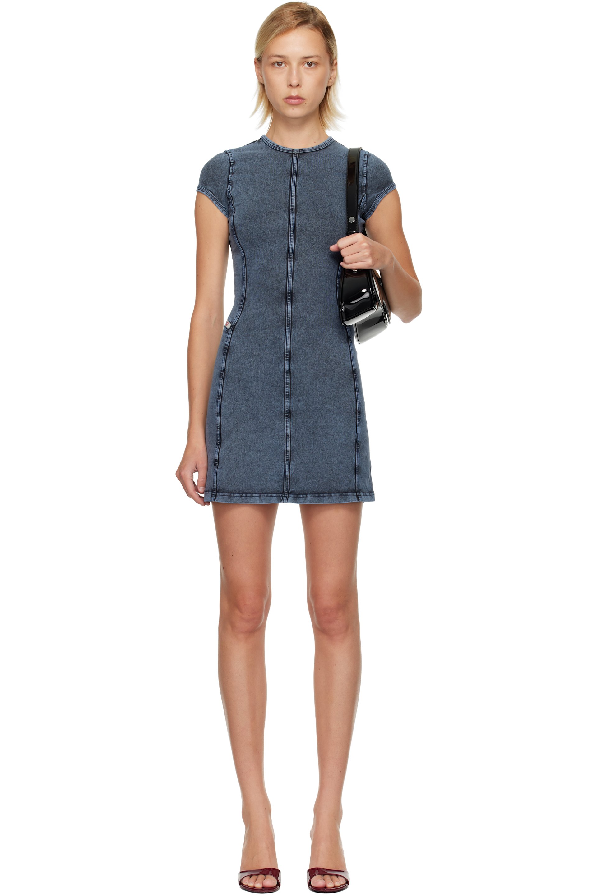 Diesel - Robe courte Cupsleeves bleue