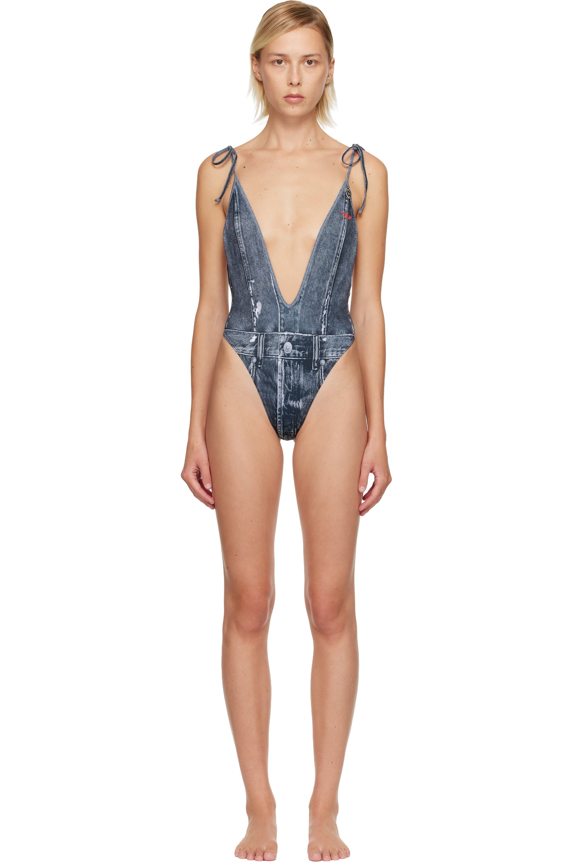 Diesel - Maillot de bain Kinsley gris à image de denim trompe l'œil