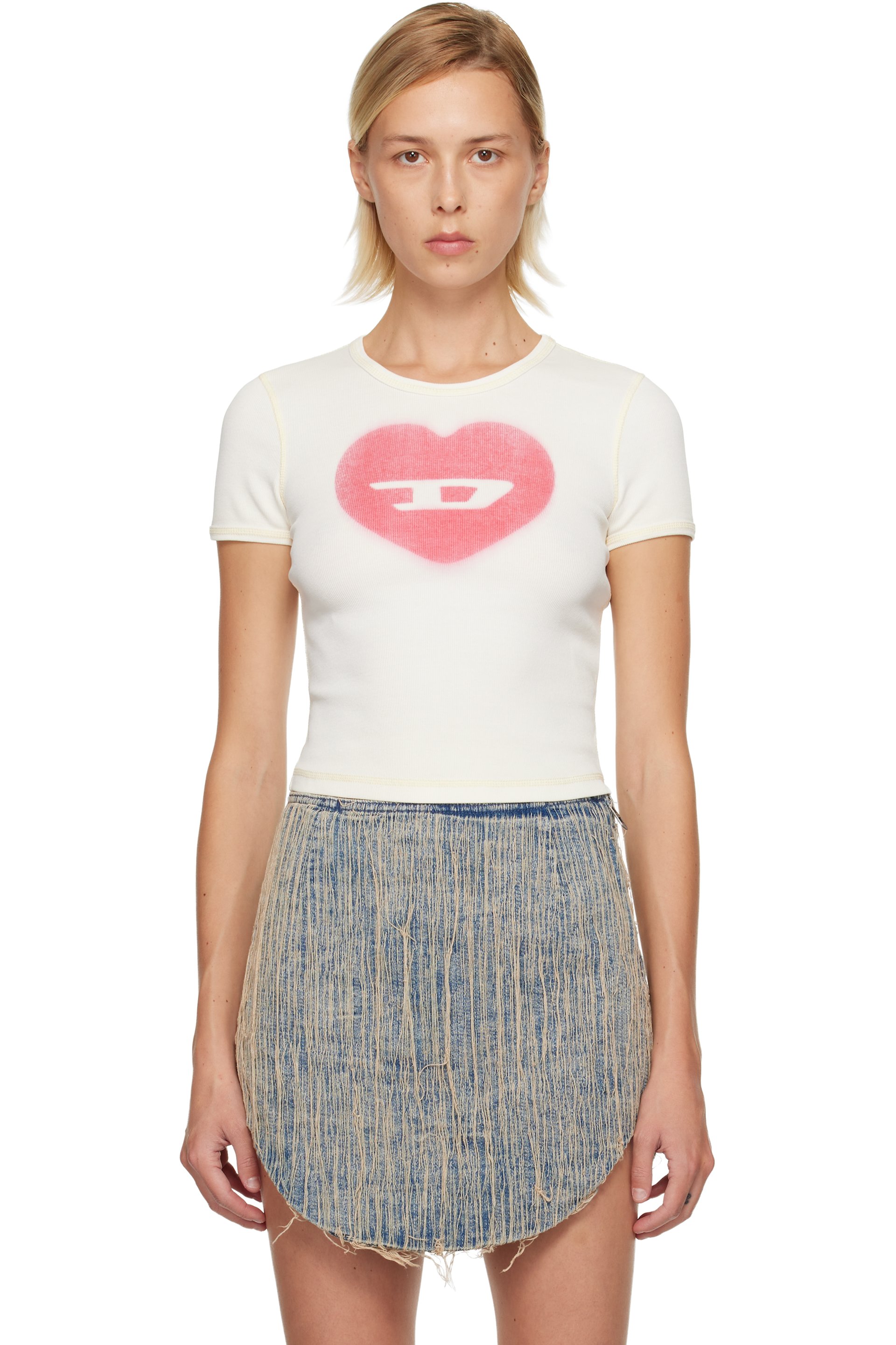Diesel - T-shirt Ele blanc cassé